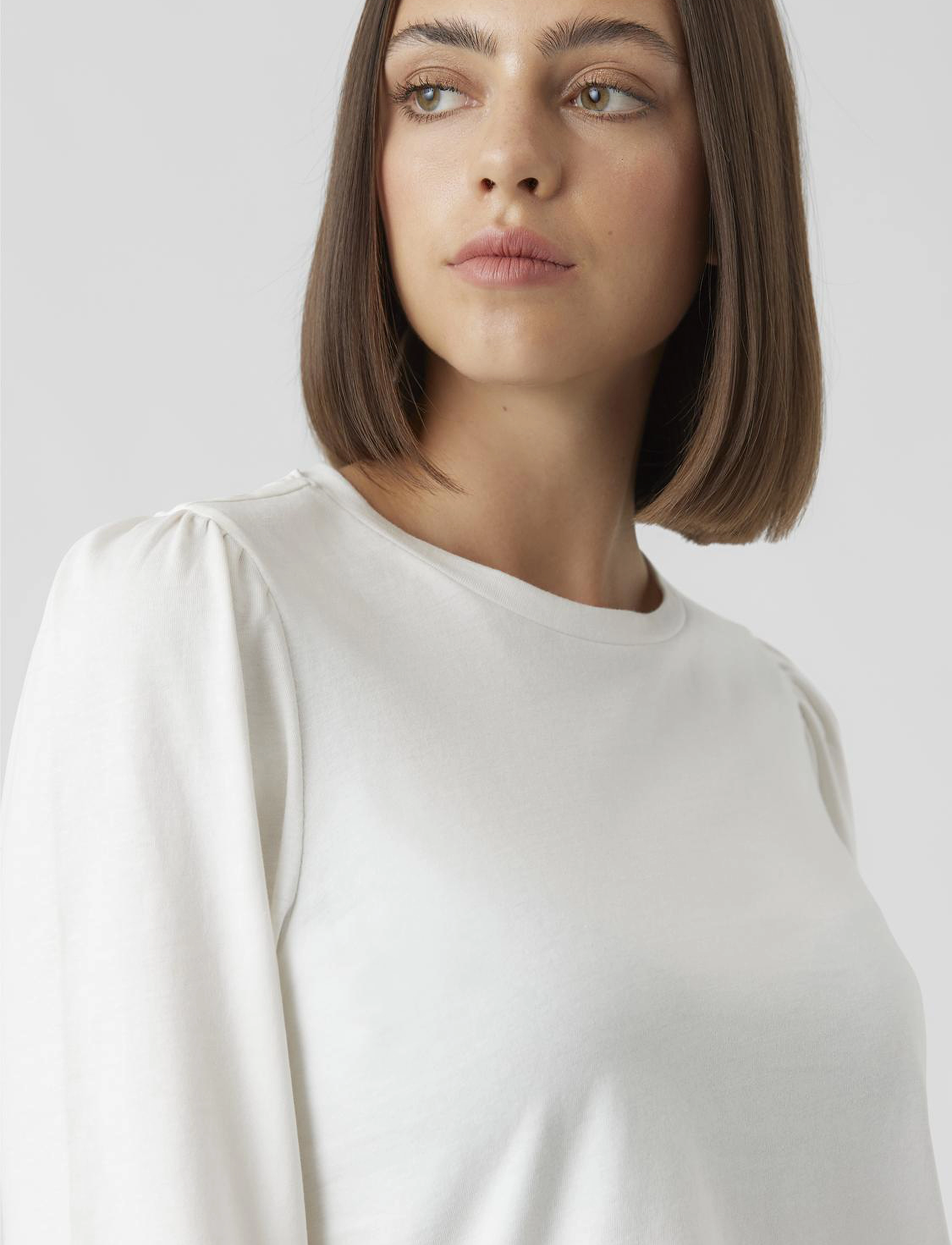 Vero Moda - VMKERRY LS O-NECK TOP VMA NOOS - megztiniai - snow white - 5