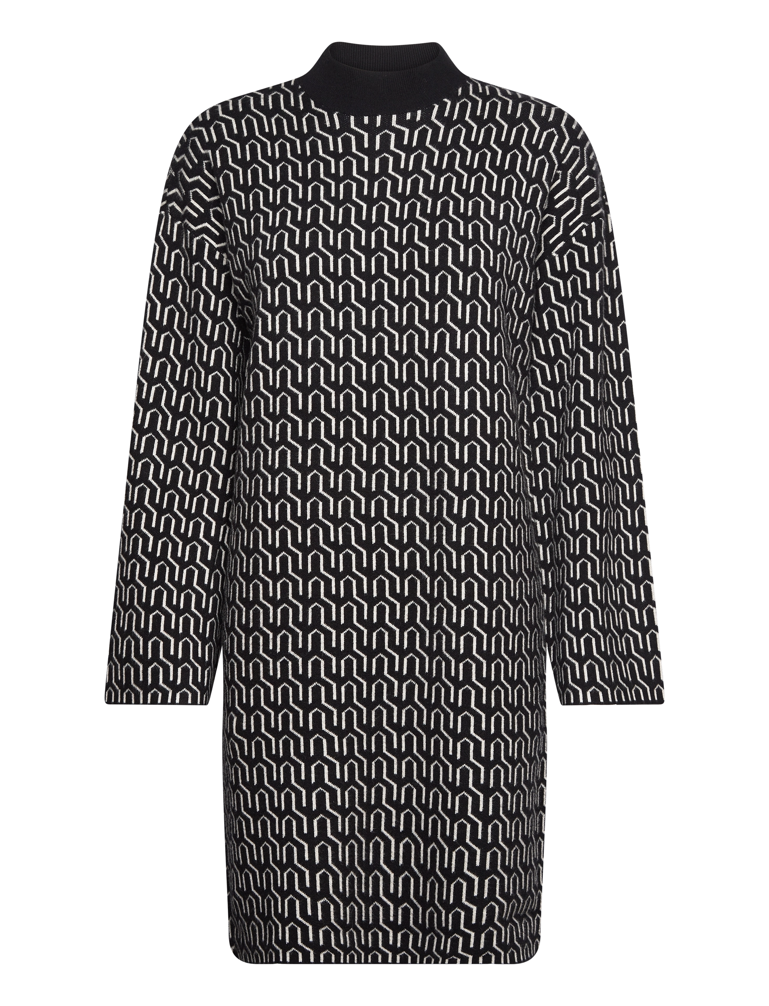 Vero Moda VMGOLDNEEDLE ART LS SHORT HIGHNECK DRESS - Kjoler - BLACK / black