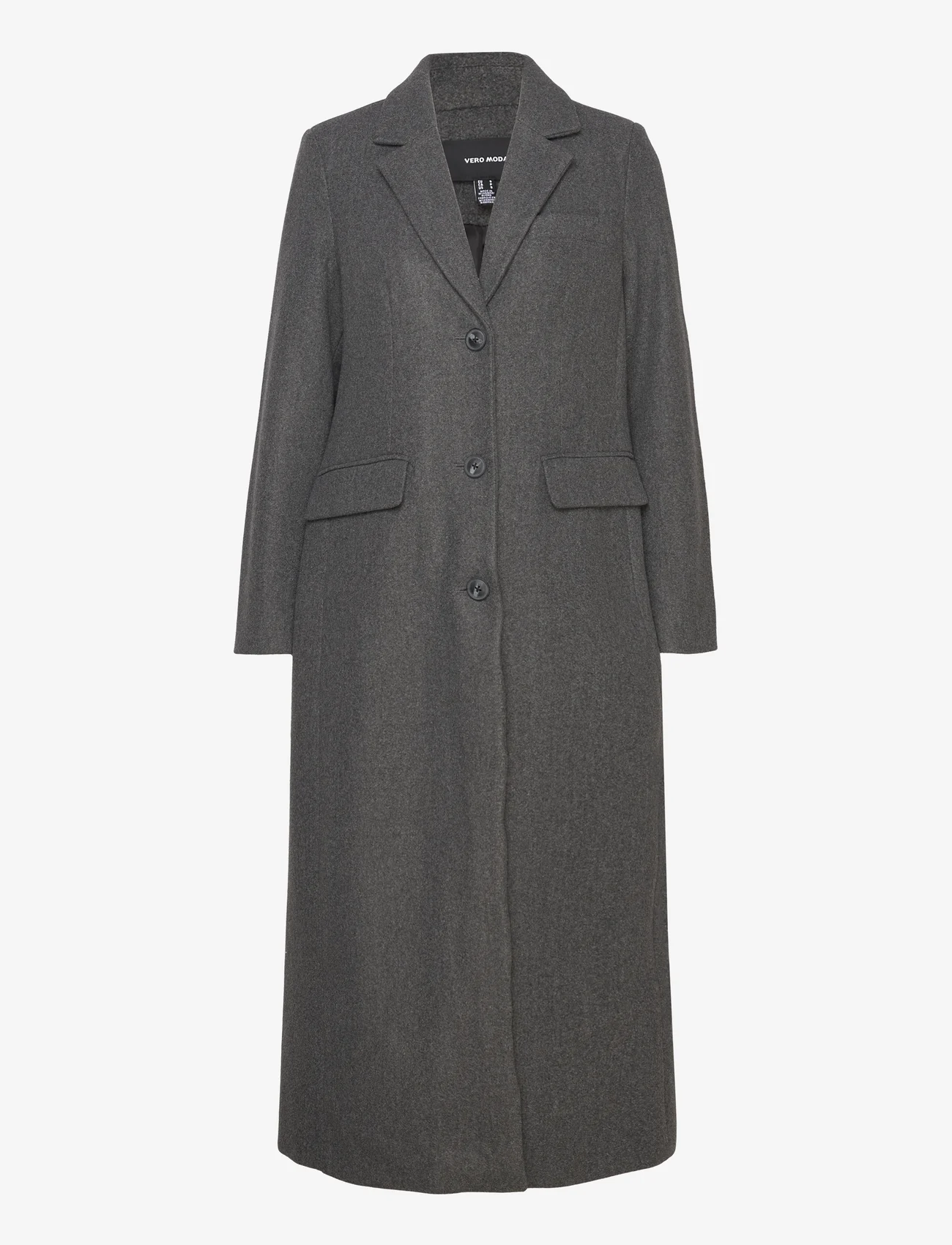 Vero Moda - VMVINCEMILAN LONG COAT BOOS CP - winter coats - dark grey melange - 0