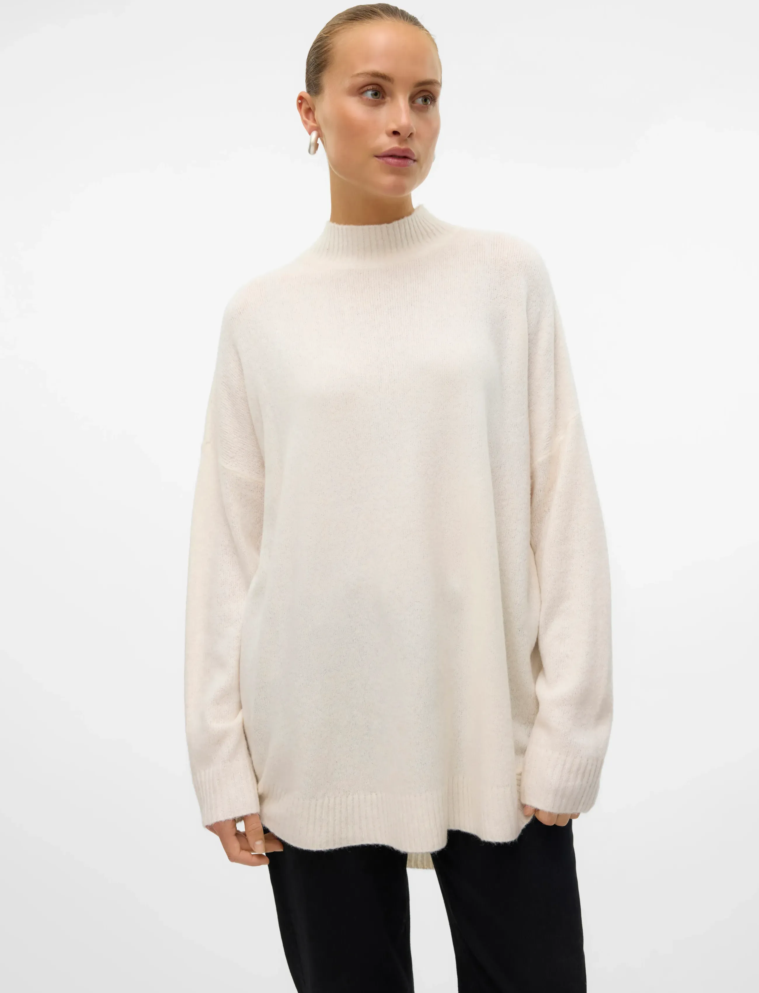 Vero Moda - VMPLAZA LS HIGHNCK LONG PULLOVER GA NOOS - pullover - birch - 3