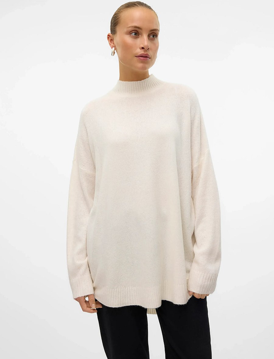 Vero Moda - VMPLAZA LS HIGHNCK LONG PULLOVER GA NOOS - pullover - birch - 3