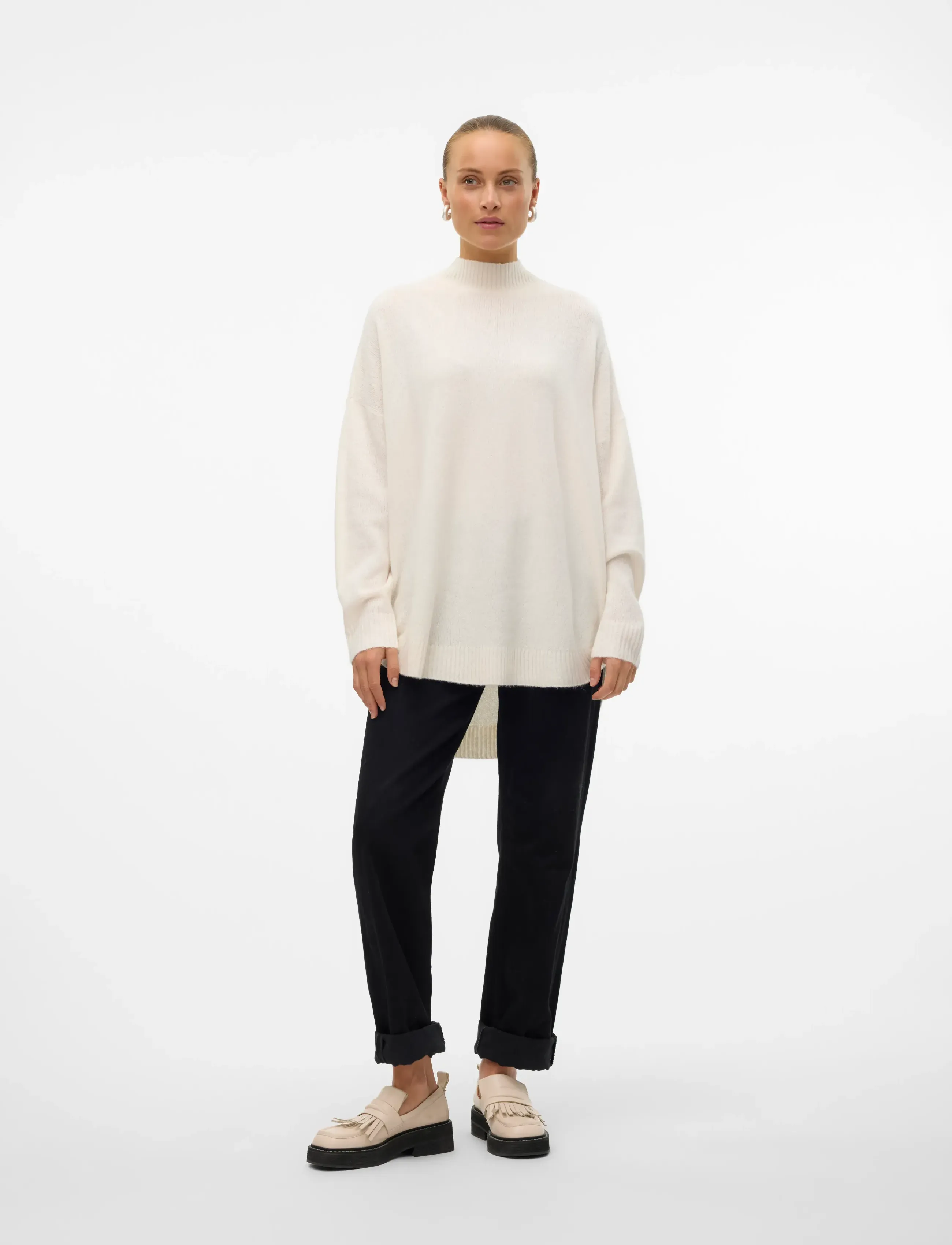 Vero Moda - VMPLAZA LS HIGHNCK LONG PULLOVER GA NOOS - pullover - birch - 5