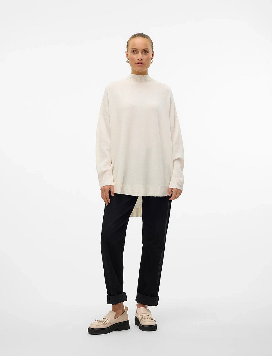 Vero Moda - VMPLAZA LS HIGHNCK LONG PULLOVER GA NOOS - pullover - birch - 5