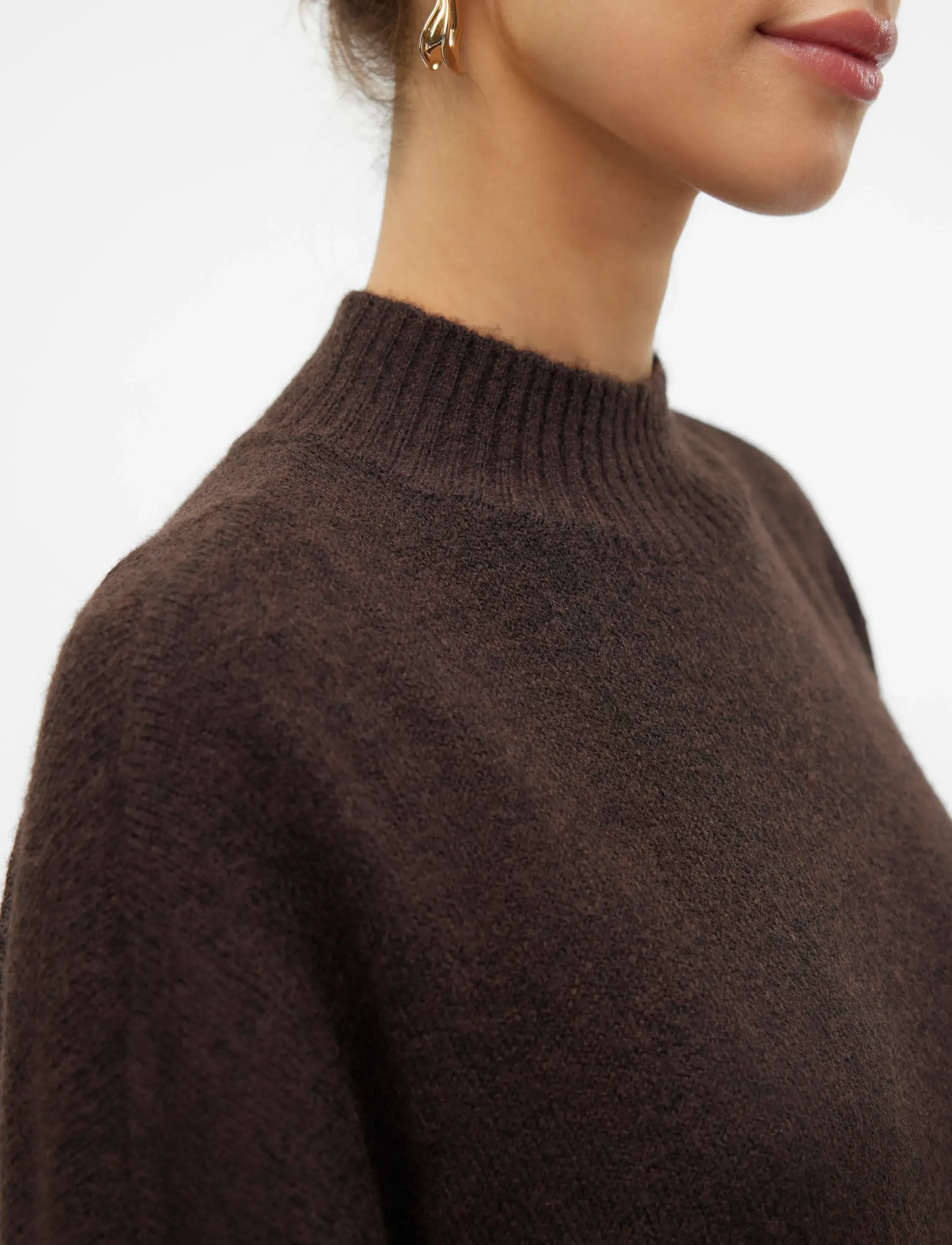 Vero Moda - VMPLAZA LS HIGHNCK LONG PULLOVER GA NOOS - trøjer - chocolate torte - 4