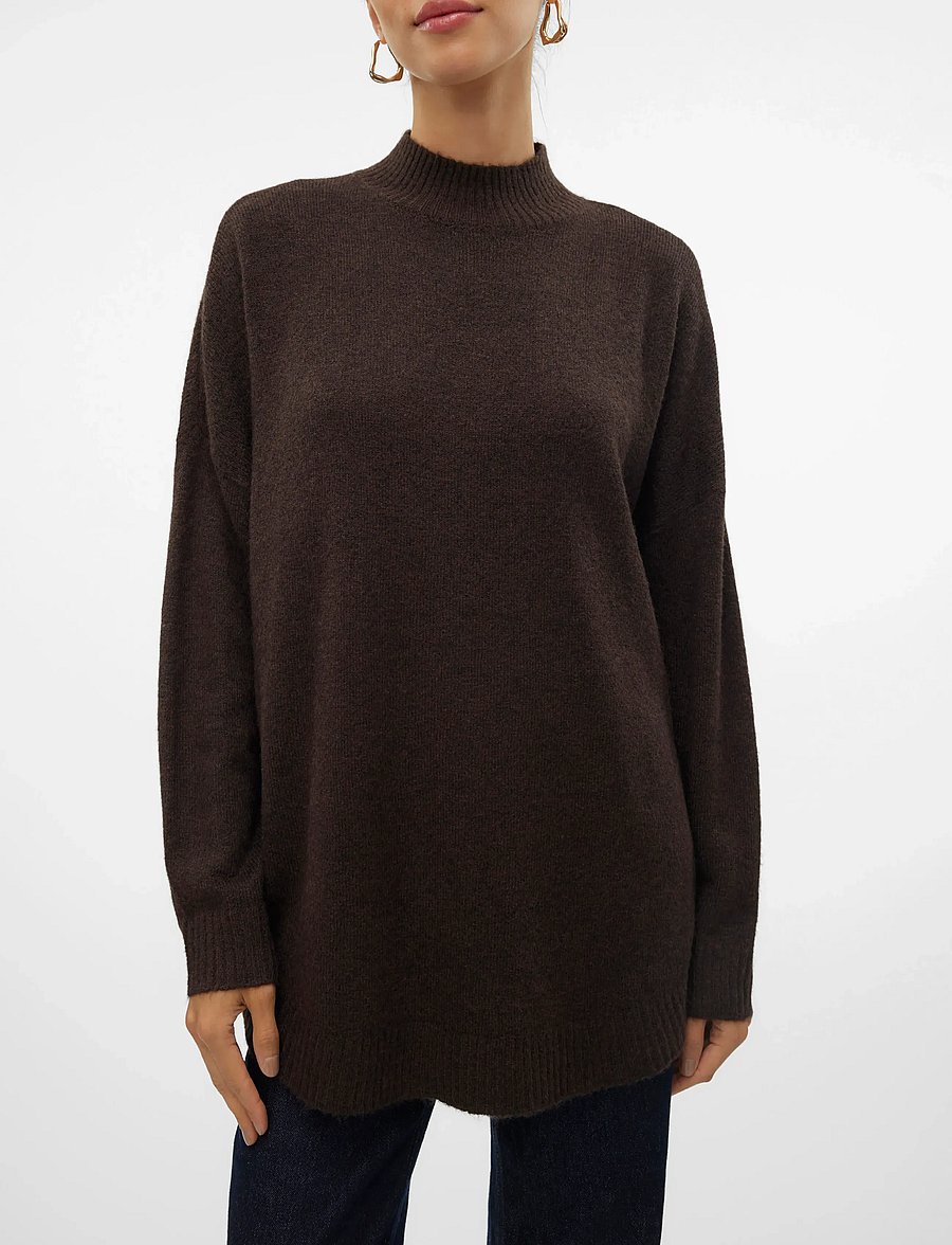 Vero Moda - VMPLAZA LS HIGHNCK LONG PULLOVER GA NOOS - pullover - chocolate torte - 5