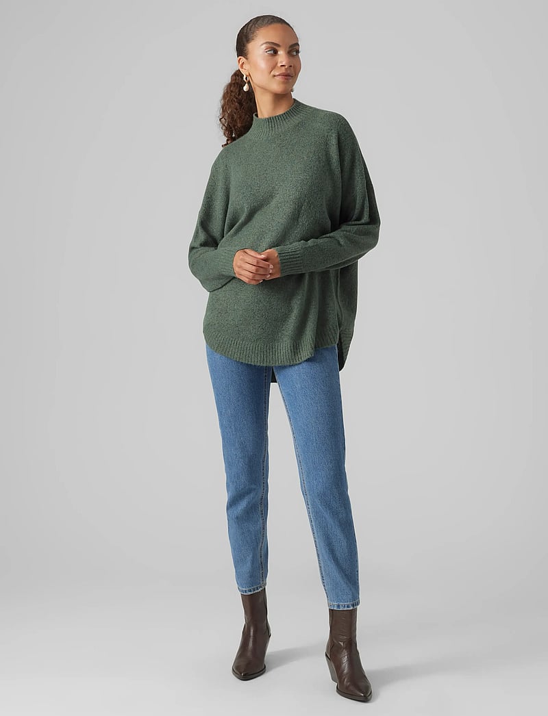 Vero Moda - VMPLAZA LS HIGHNCK LONG PULLOVER GA NOOS - pullover - dark forest - 3