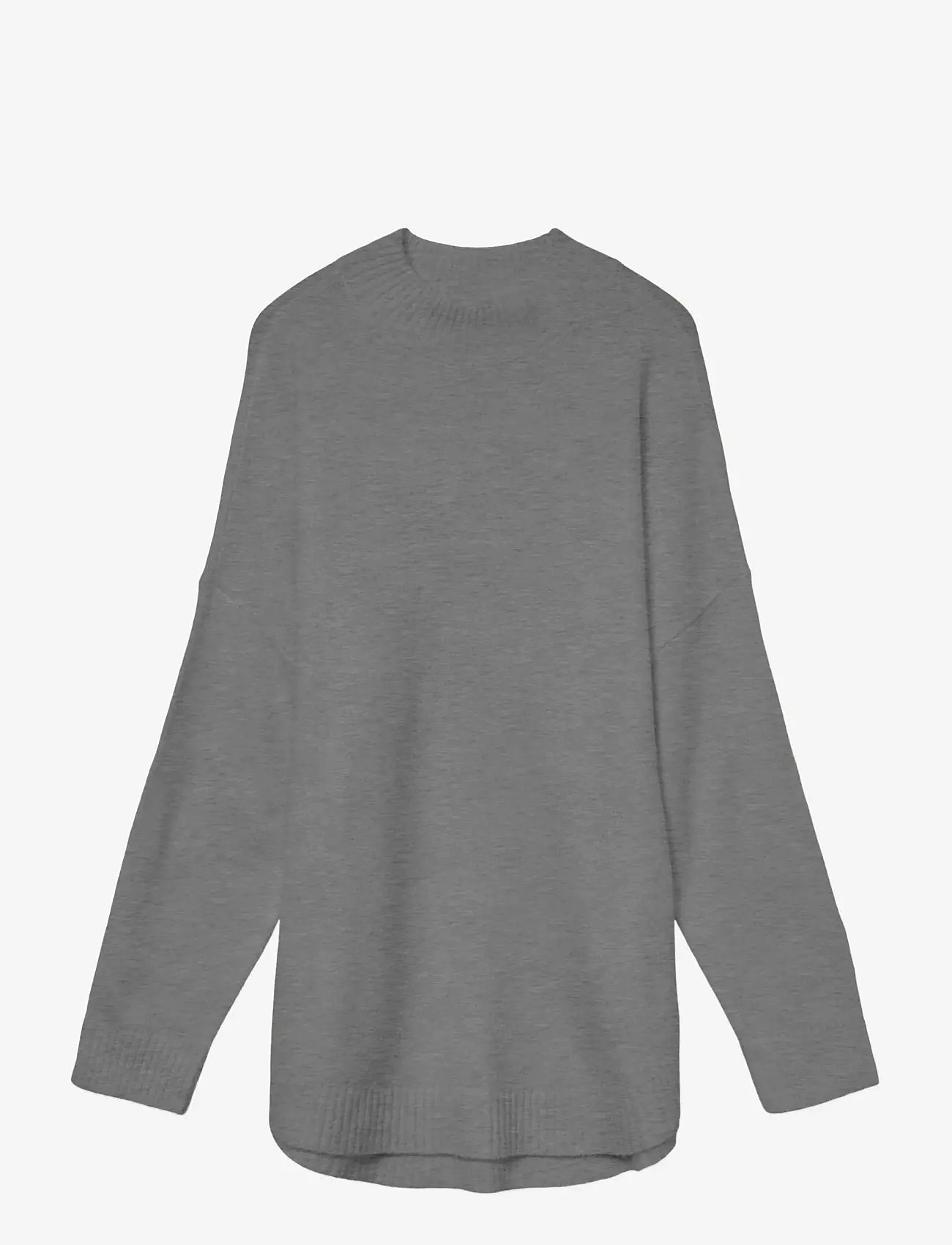 Vero Moda - VMPLAZA LS HIGHNCK LONG PULLOVER GA NOOS - stickade tröjor - medium grey melange - 1