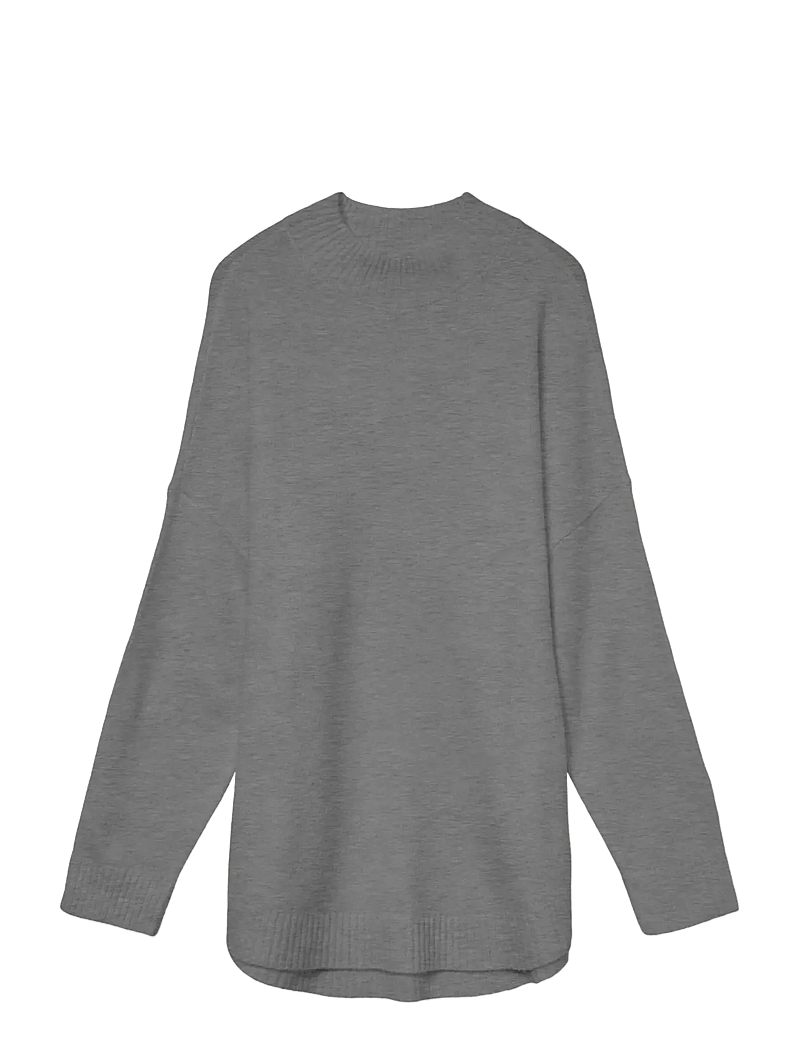 Vero Moda - VMPLAZA LS HIGHNCK LONG PULLOVER GA NOOS - pullover - medium grey melange - 1