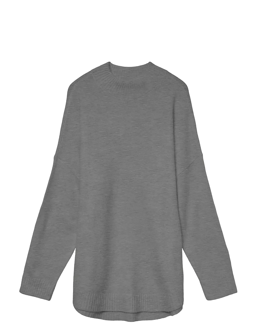 Vero Moda - VMPLAZA LS HIGHNCK LONG PULLOVER GA NOOS - pullover - medium grey melange - 1