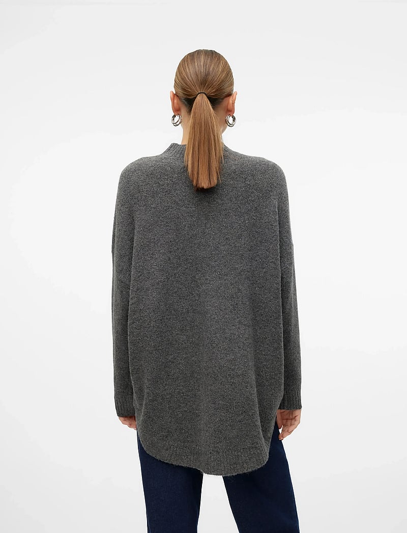 Vero Moda - VMPLAZA LS HIGHNCK LONG PULLOVER GA NOOS - pullover - medium grey melange - 2