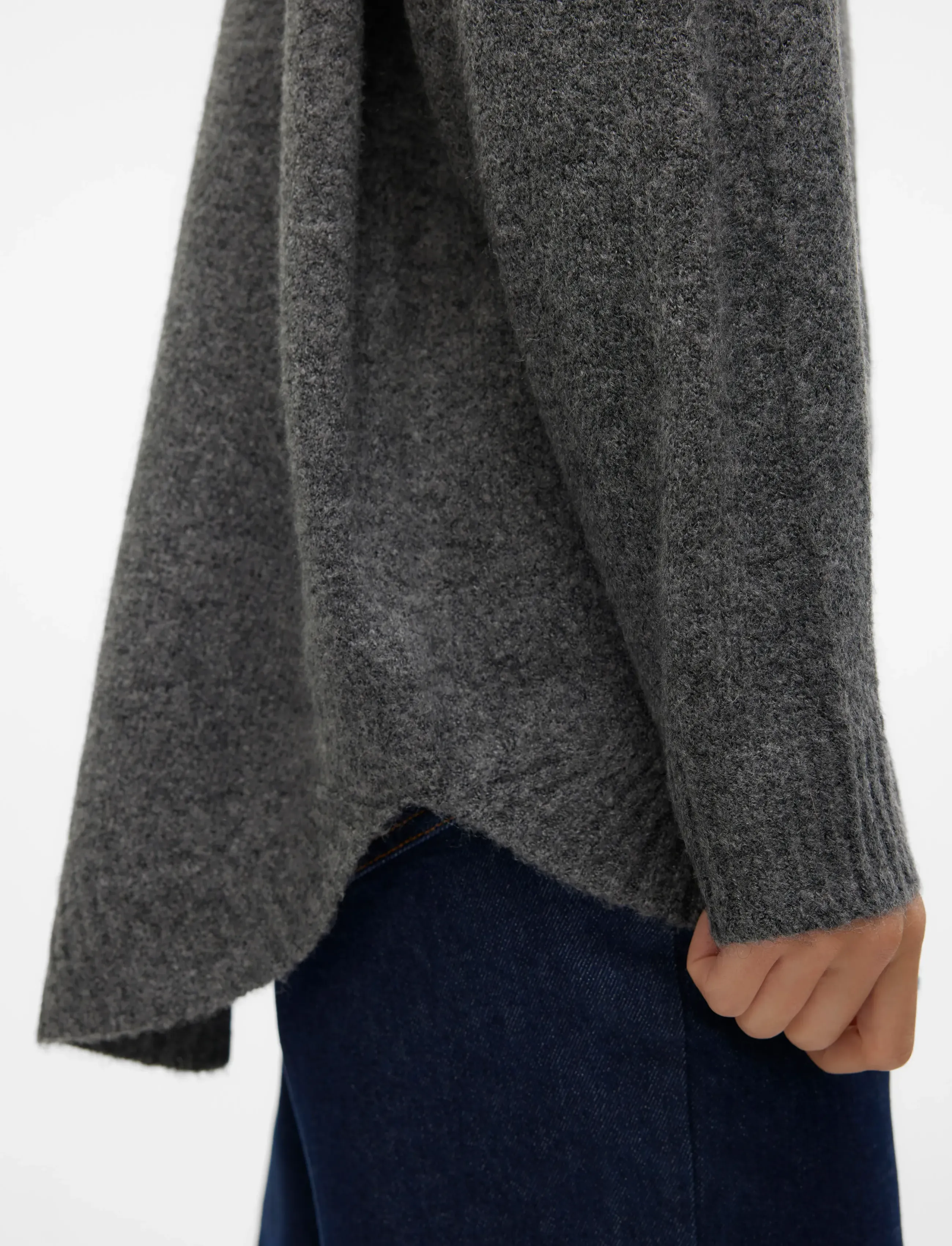 Vero Moda - VMPLAZA LS HIGHNCK LONG PULLOVER GA NOOS - stickade tröjor - medium grey melange - 4