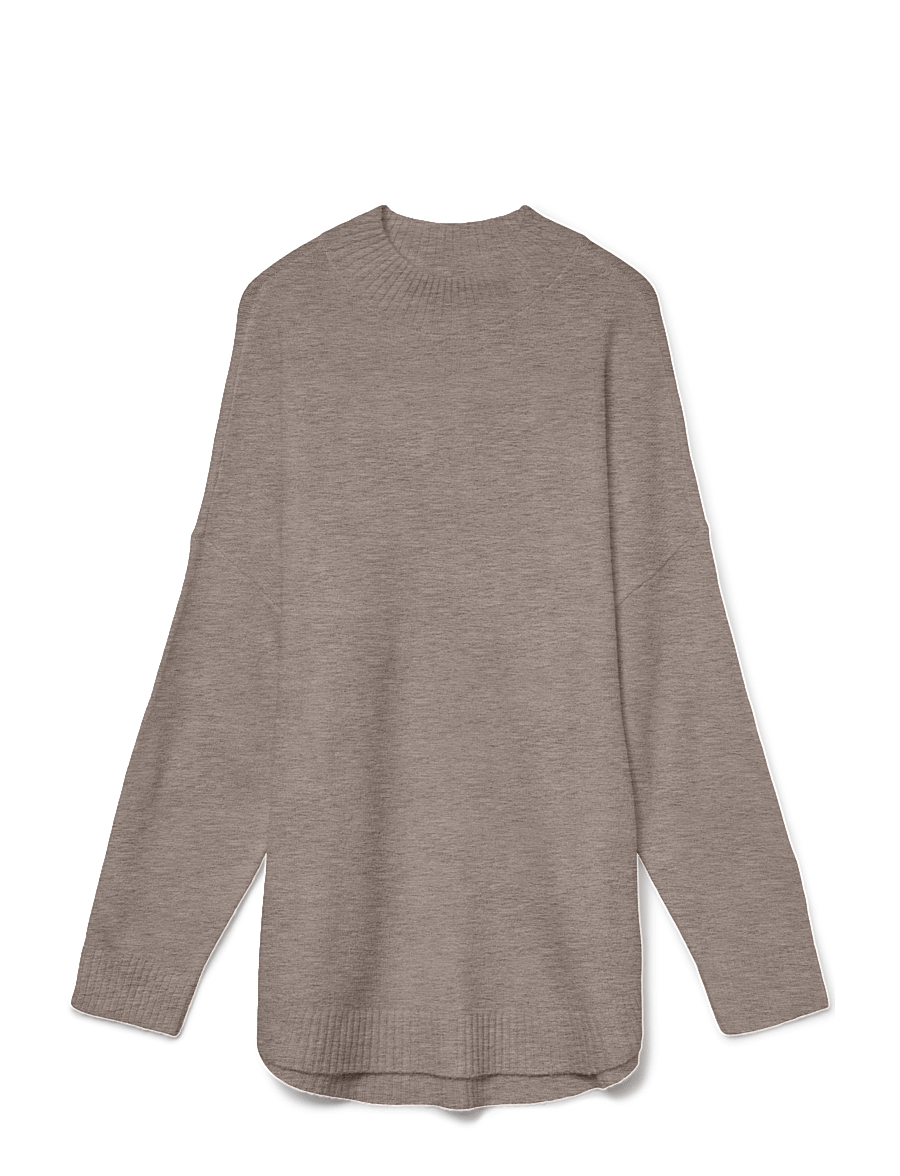 Vero Moda - VMPLAZA LS HIGHNCK LONG PULLOVER GA NOOS - striktrøjer - moon rock - 0