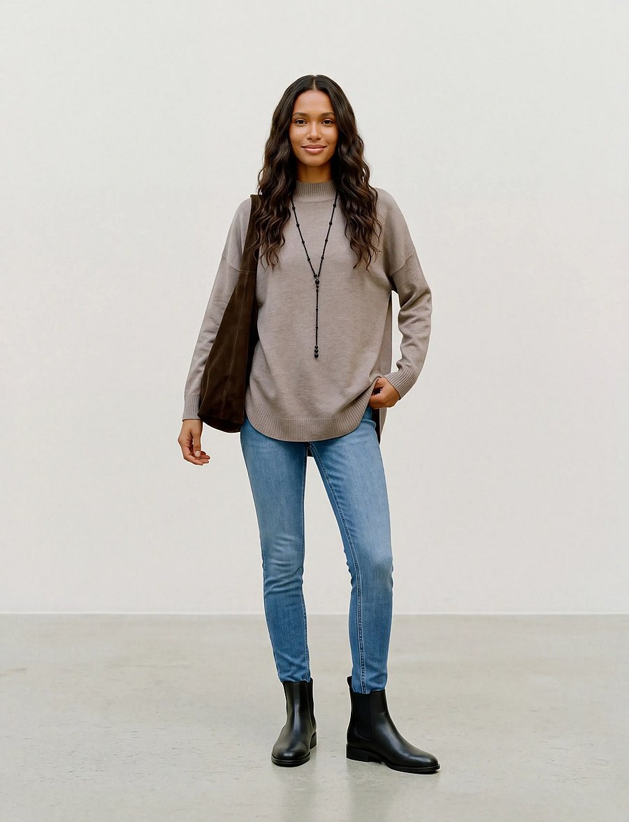 Vero Moda - VMPLAZA LS HIGHNCK LONG PULLOVER GA NOOS - pullover - moon rock - 0