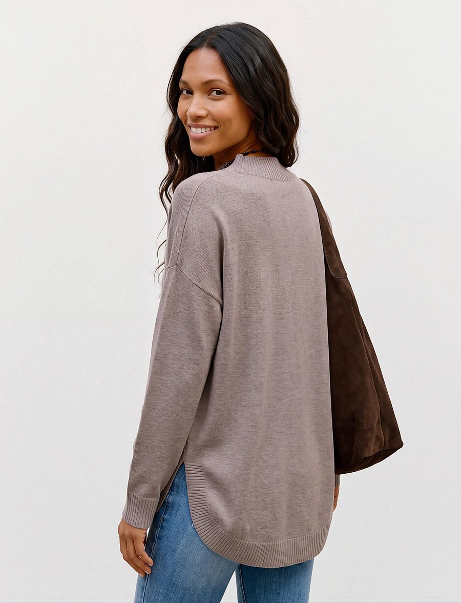 Vero Moda - VMPLAZA LS HIGHNCK LONG PULLOVER GA NOOS - pullover - moon rock - 2