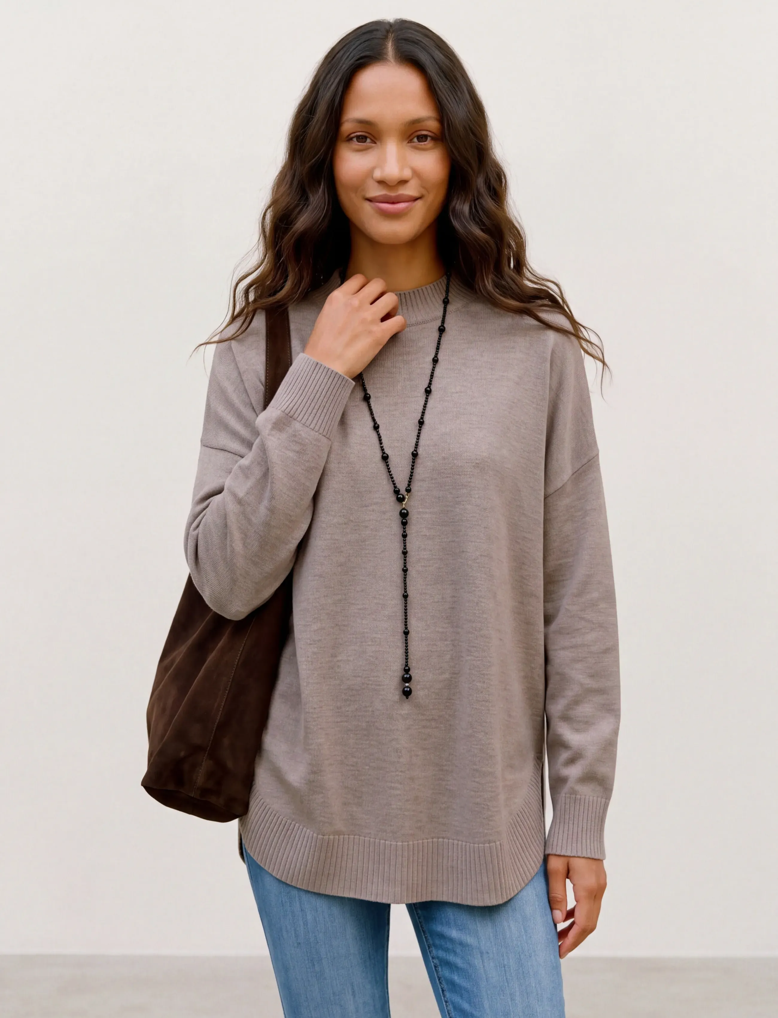 Vero Moda - VMPLAZA LS HIGHNCK LONG PULLOVER GA NOOS - pullover - moon rock - 3