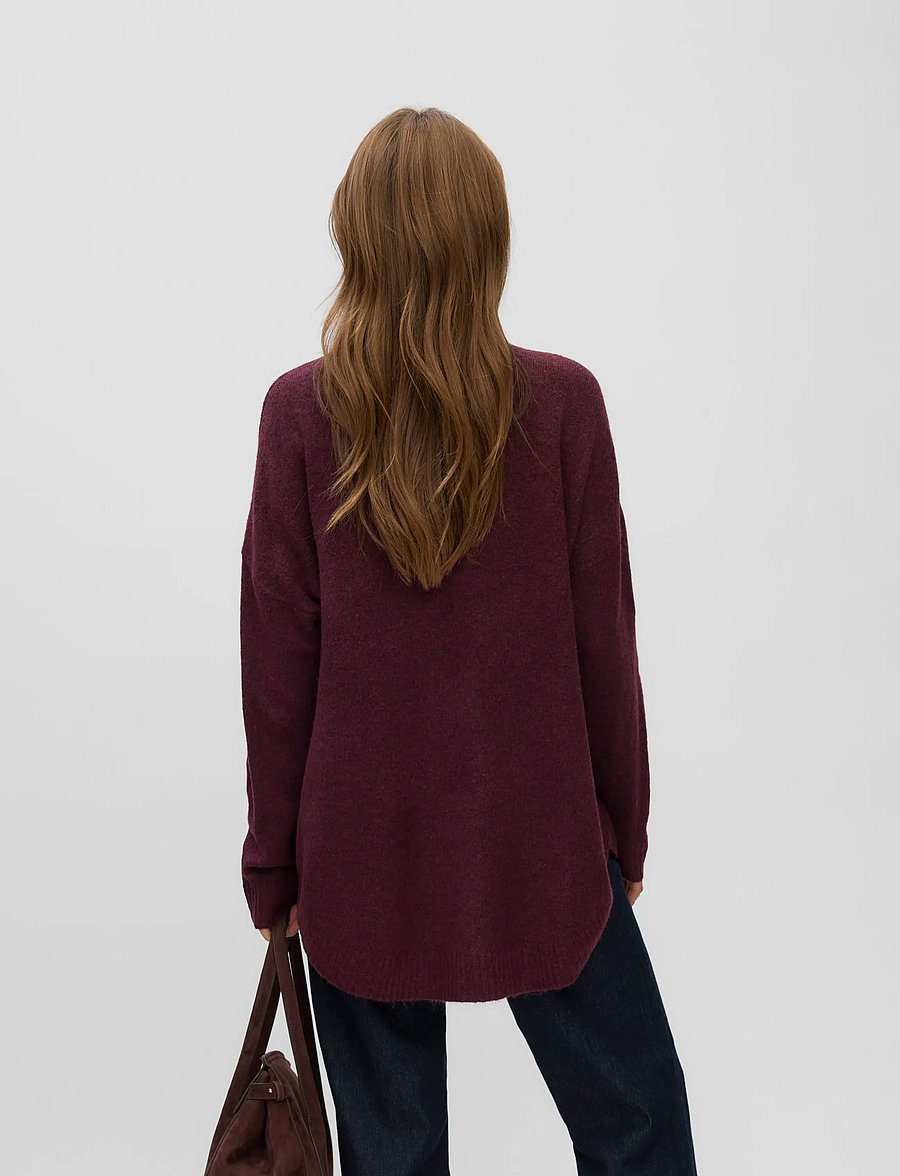 Vero Moda - VMPLAZA LS HIGHNCK LONG PULLOVER GA NOOS - striktrøjer - winetasting - 3