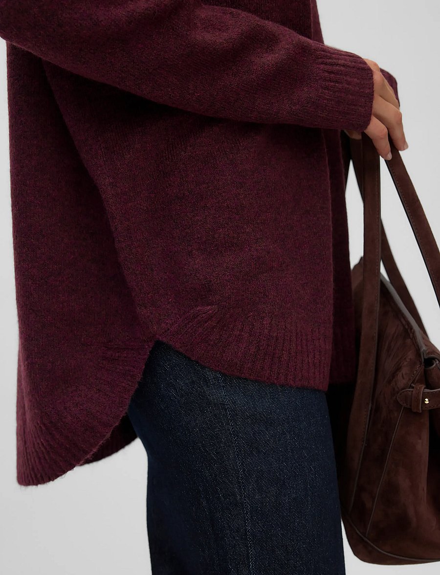 Vero Moda - VMPLAZA LS HIGHNCK LONG PULLOVER GA NOOS - striktrøjer - winetasting - 5