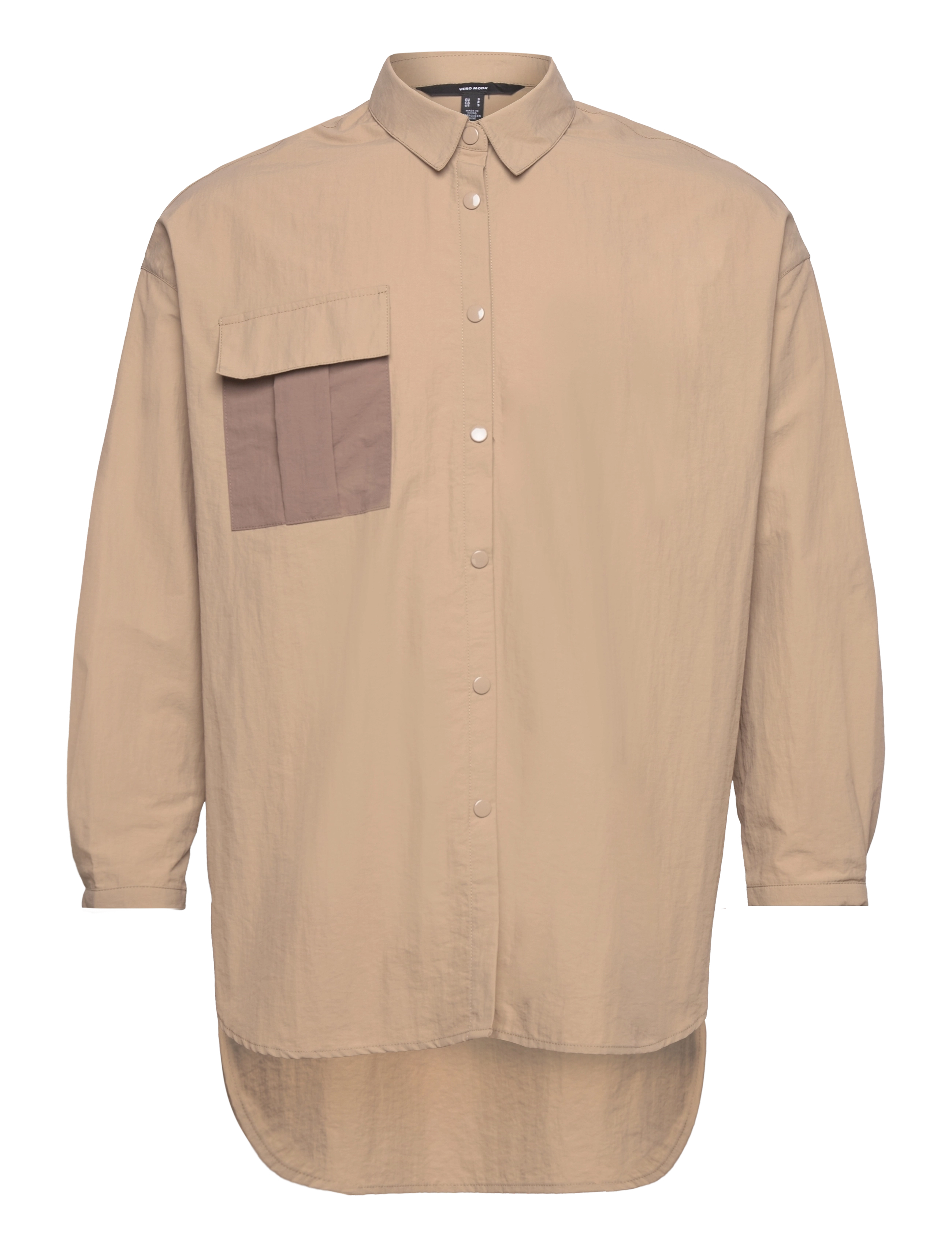 Vero Moda VMSADIE LS OVERSIZED CARGO SHIRT - Bluser & Skjorter - SILVER MINK / beige