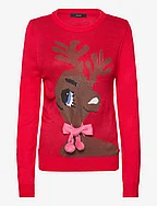 VMCUTEDEER LS O-NECK BLOUSE XMAS - CHINESE RED