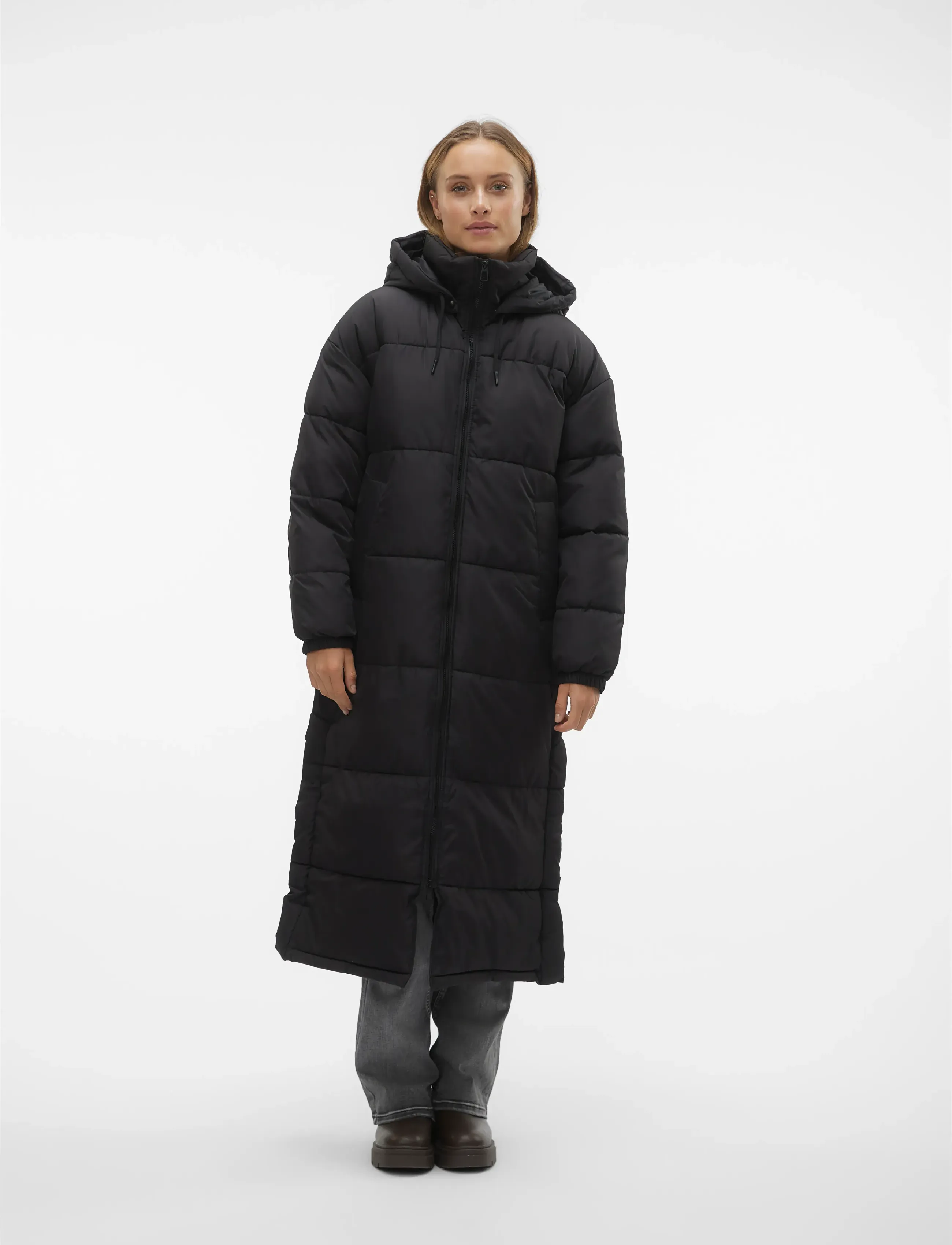 Vero Moda Vmklea Long Coat Ga Noos, XL, Black, Frakker > Vatterede Frakker, Dame