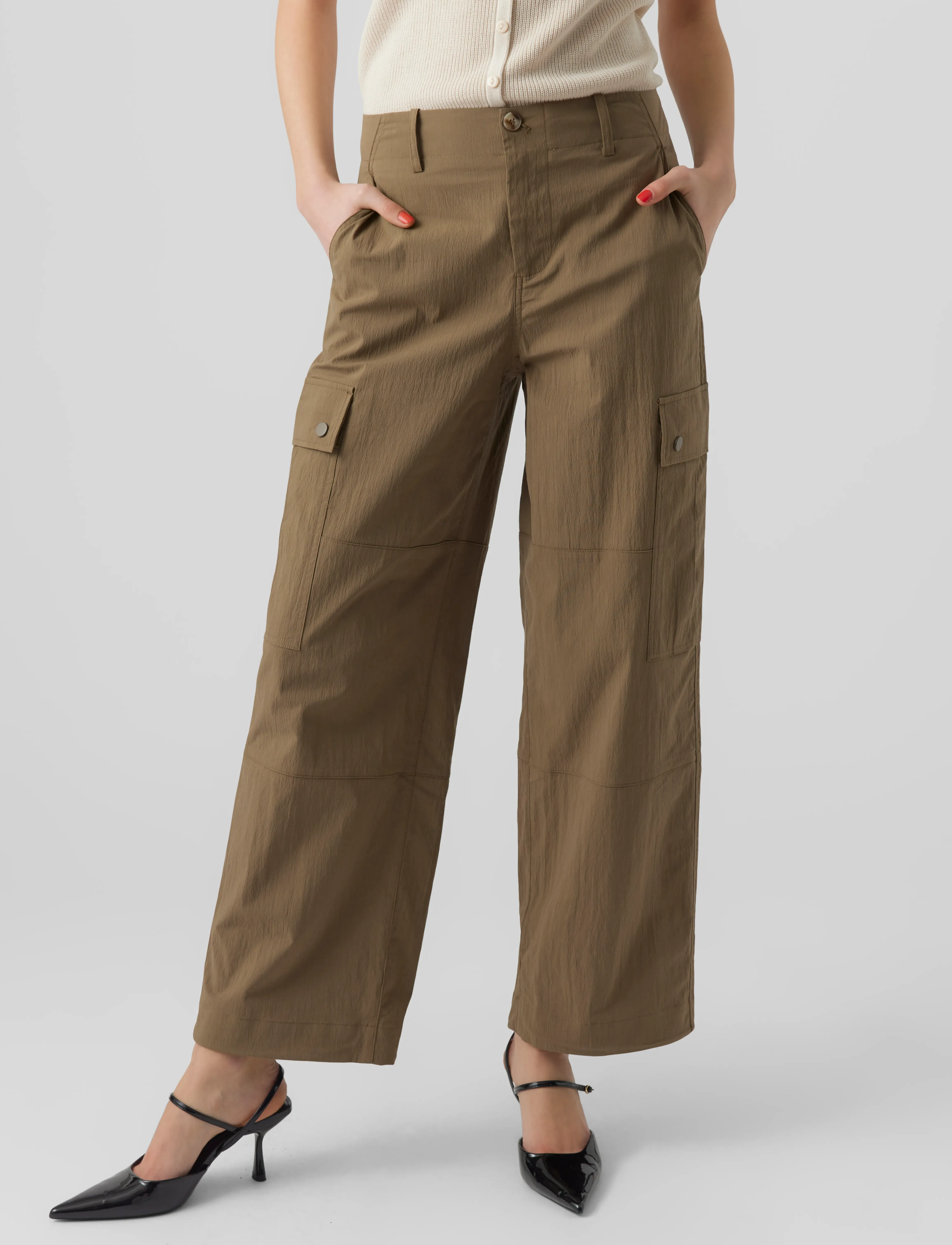 Vero Moda VMRILEY MR LOOSE CARGO PANT - Cargo püksid - CAPERS / khaki/green