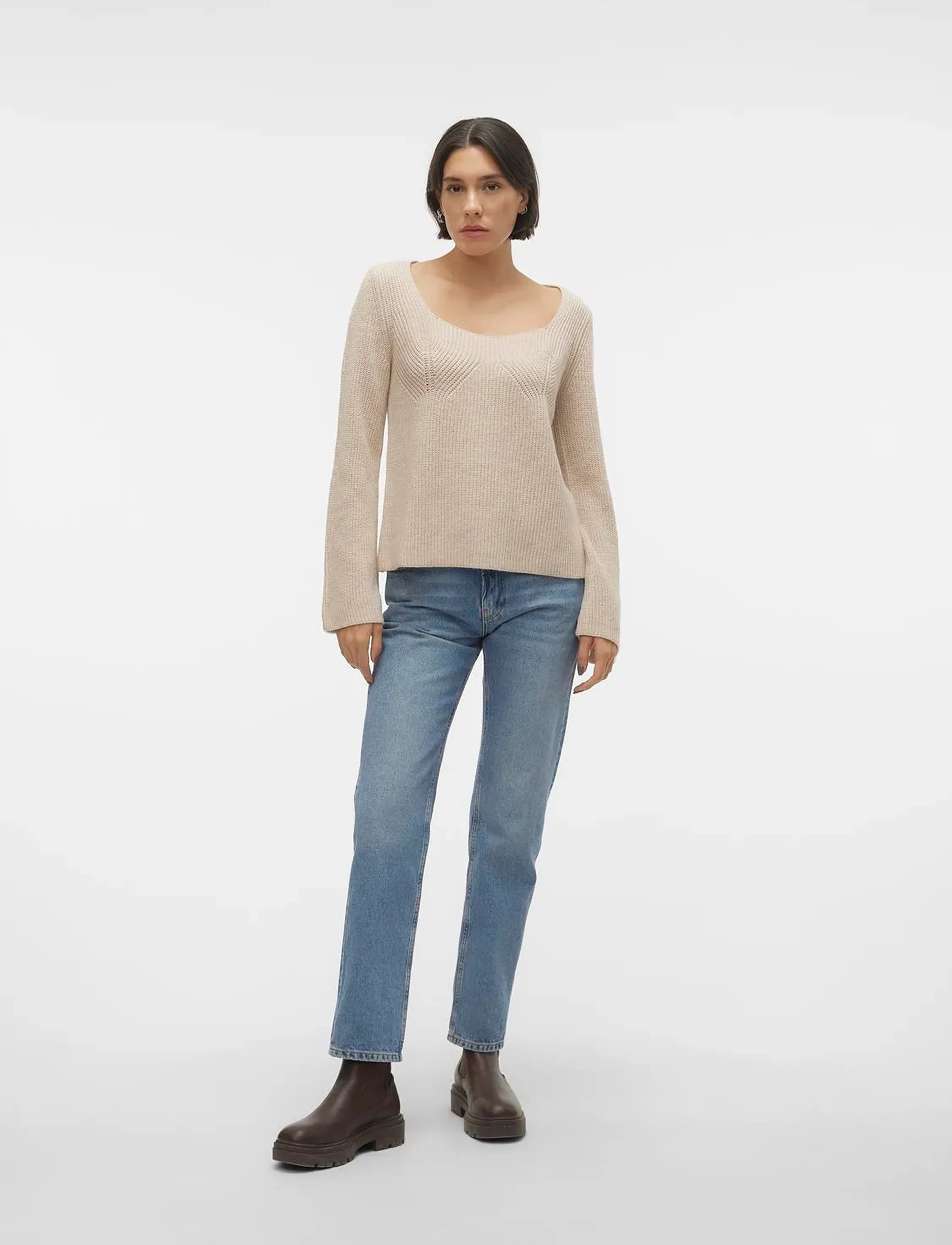 Vero Moda - VMGINGER LS KNIT PULLOVER VMA - pullover - oatmeal - 4