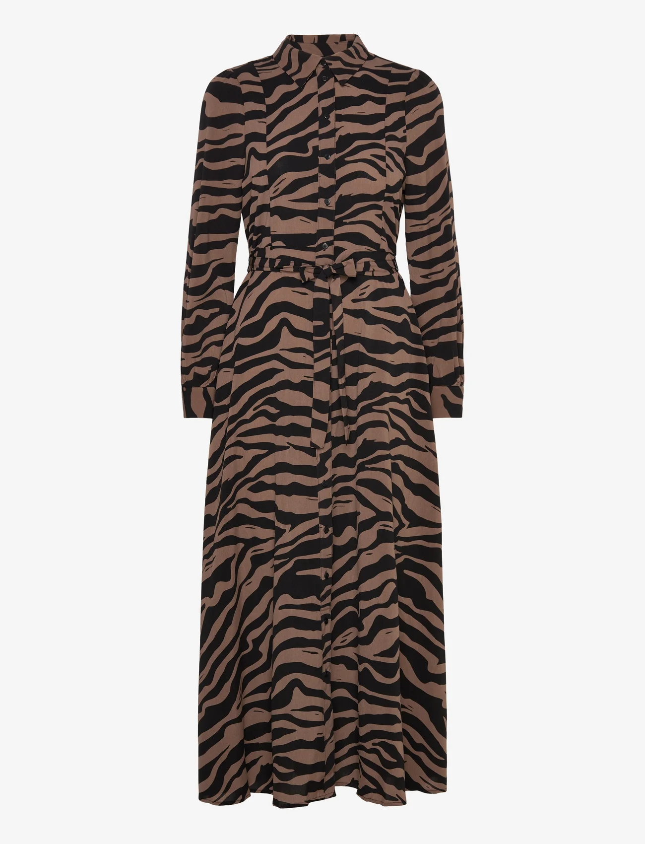 Vero Moda - VMSHILAH NAJA LS LONG SHIRT DRESS WVN GA - midi jurken - brown lentil - 0