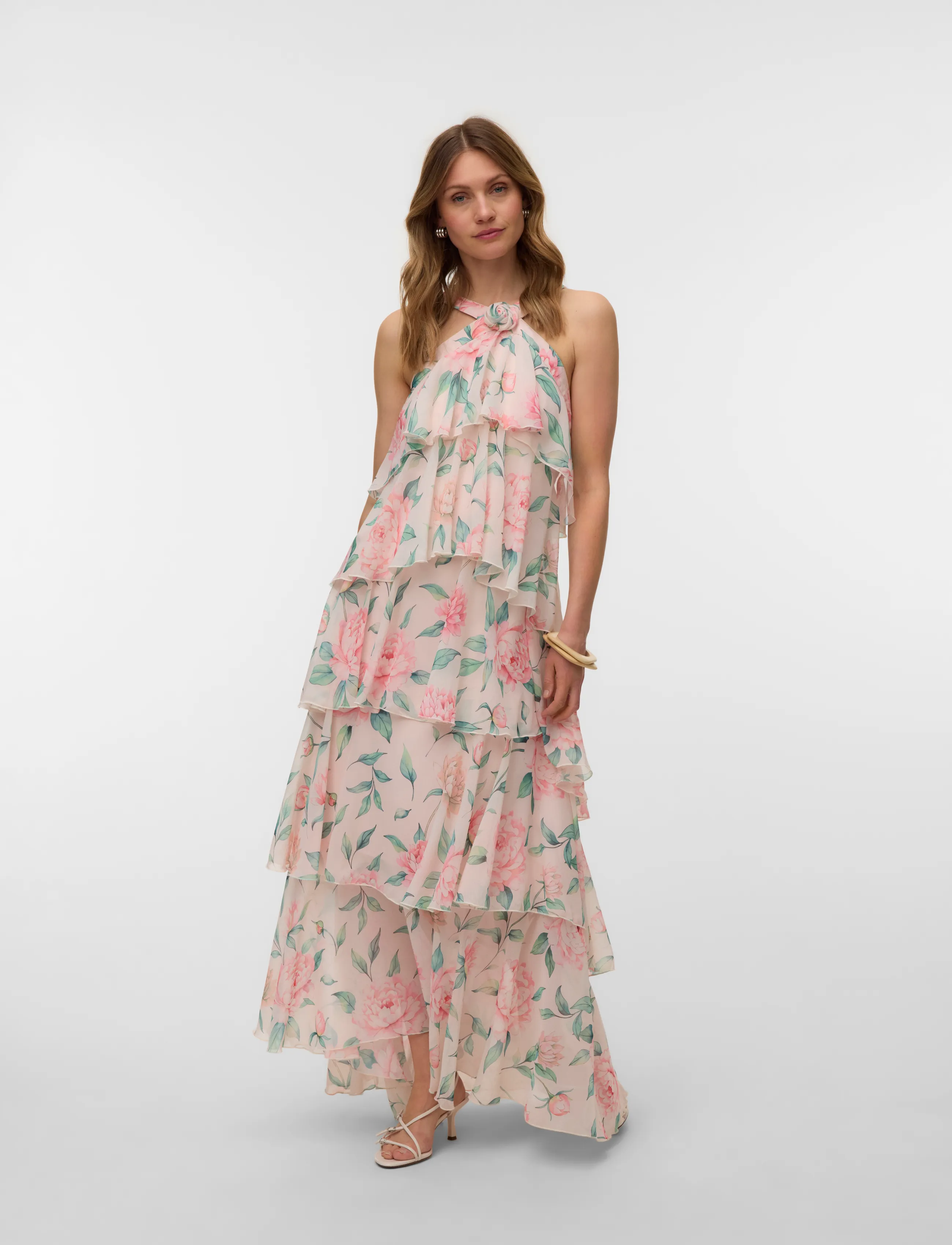 Vero Moda Vmfelicia Sl Ruffle Maxi Dress Exp, XL, Dresses, Rosa - Dress, Frauen