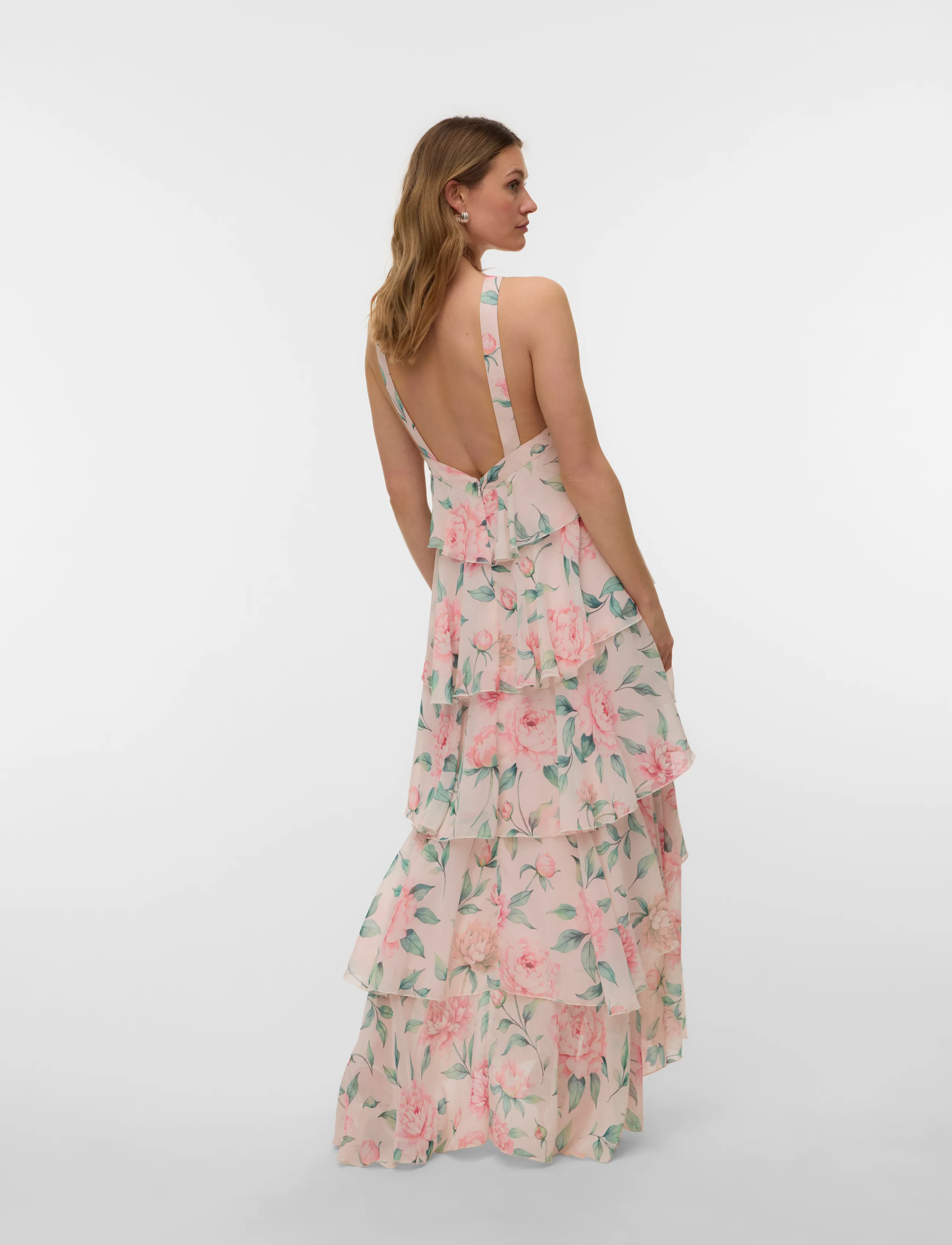 Vero Moda - VMFELICIA SL RUFFLE MAXI DRESS EXP - vakarinės suknelės - peony - 2