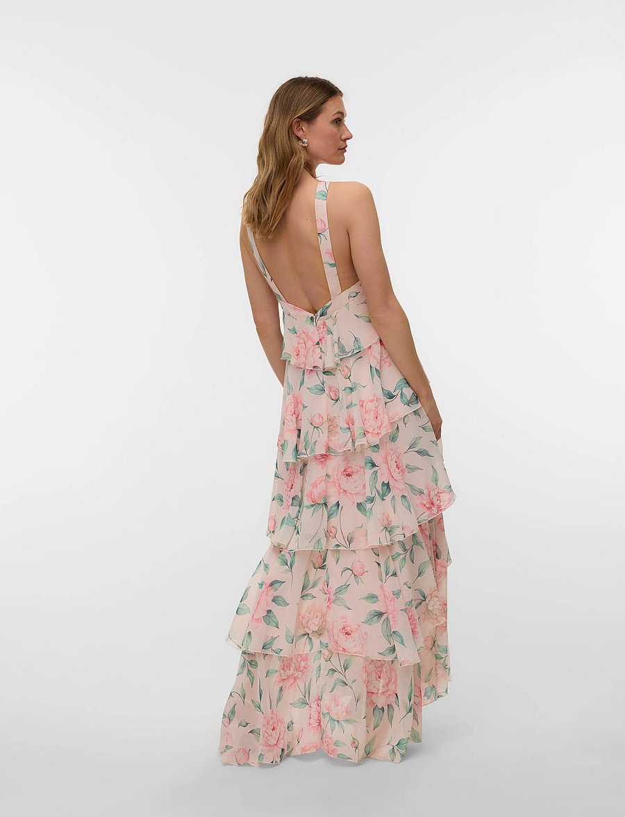 Vero Moda - VMFELICIA SL RUFFLE MAXI DRESS EXP - vakarinės suknelės - peony - 2