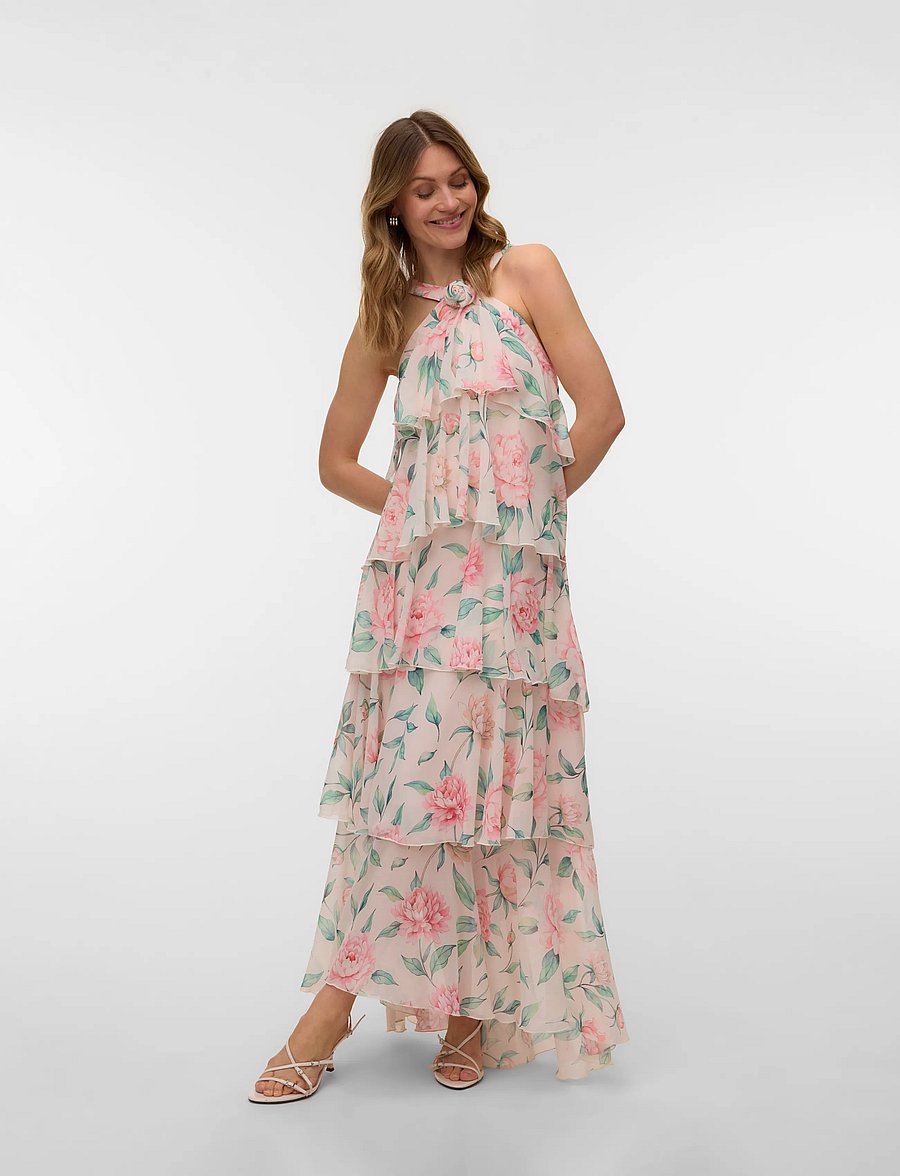 Vero Moda - VMFELICIA SL RUFFLE MAXI DRESS EXP - vakarinės suknelės - peony - 3