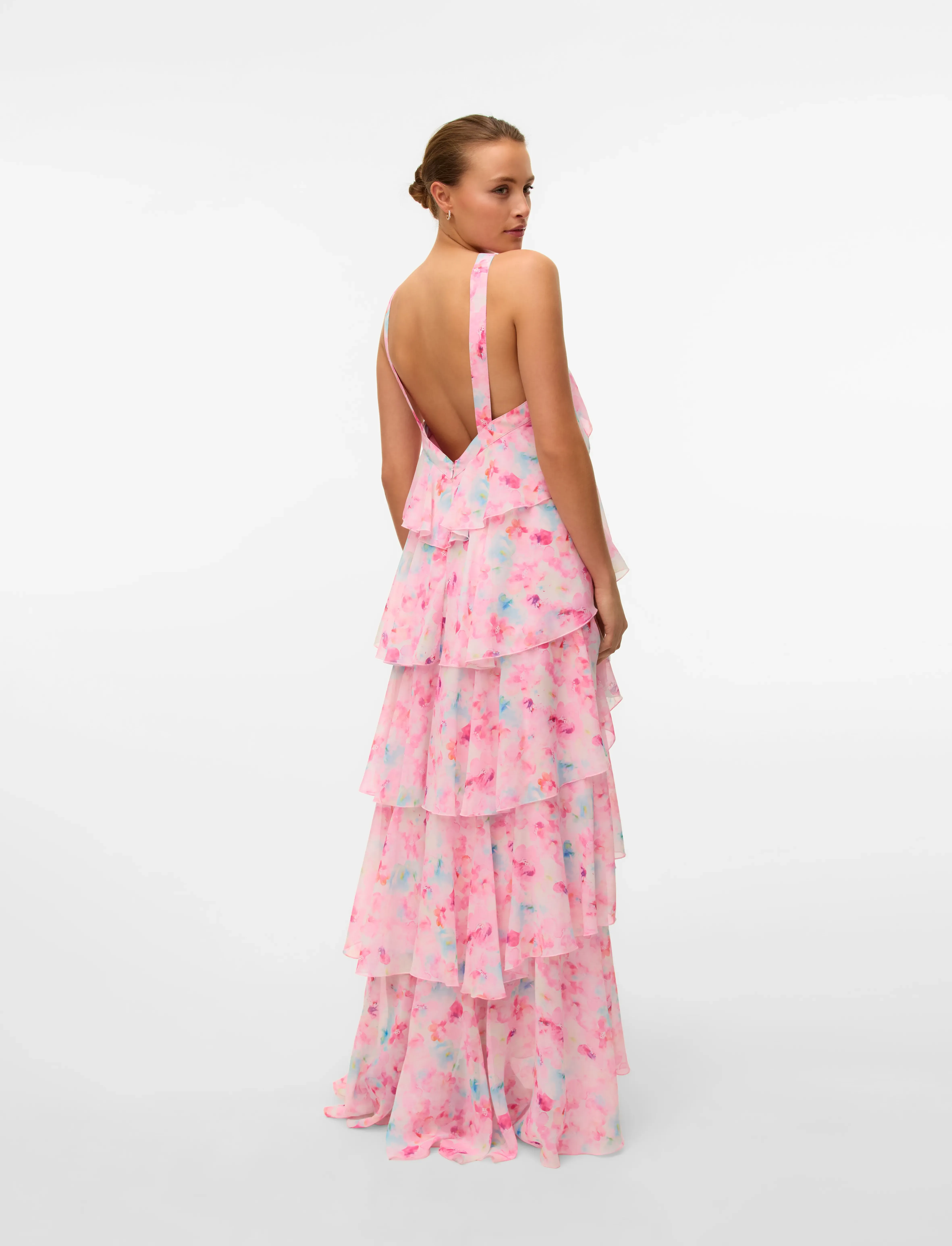Vero Moda - VMFELICIA SL RUFFLE MAXI DRESS EXP - vakarinės suknelės - pink tulle - 2