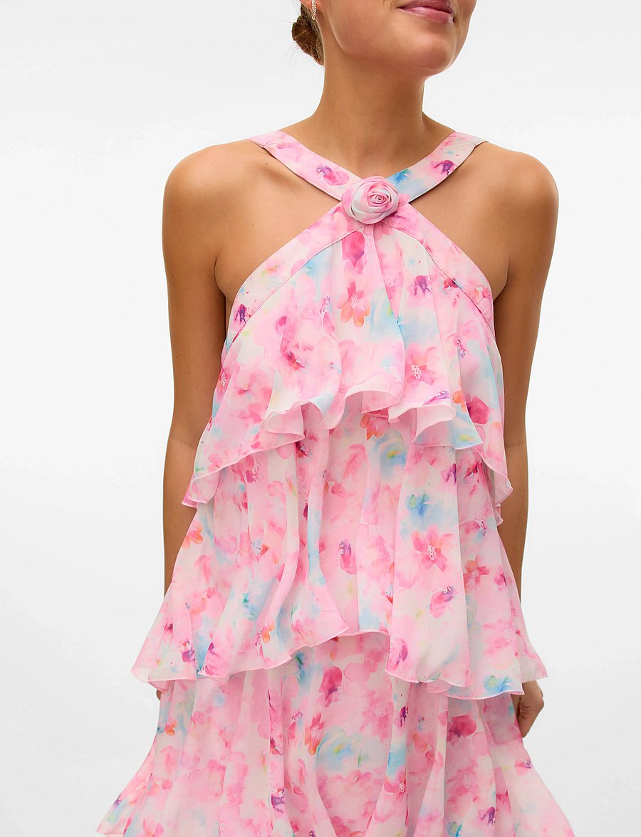 Vero Moda - VMFELICIA SL RUFFLE MAXI DRESS EXP - vakarinės suknelės - pink tulle - 3