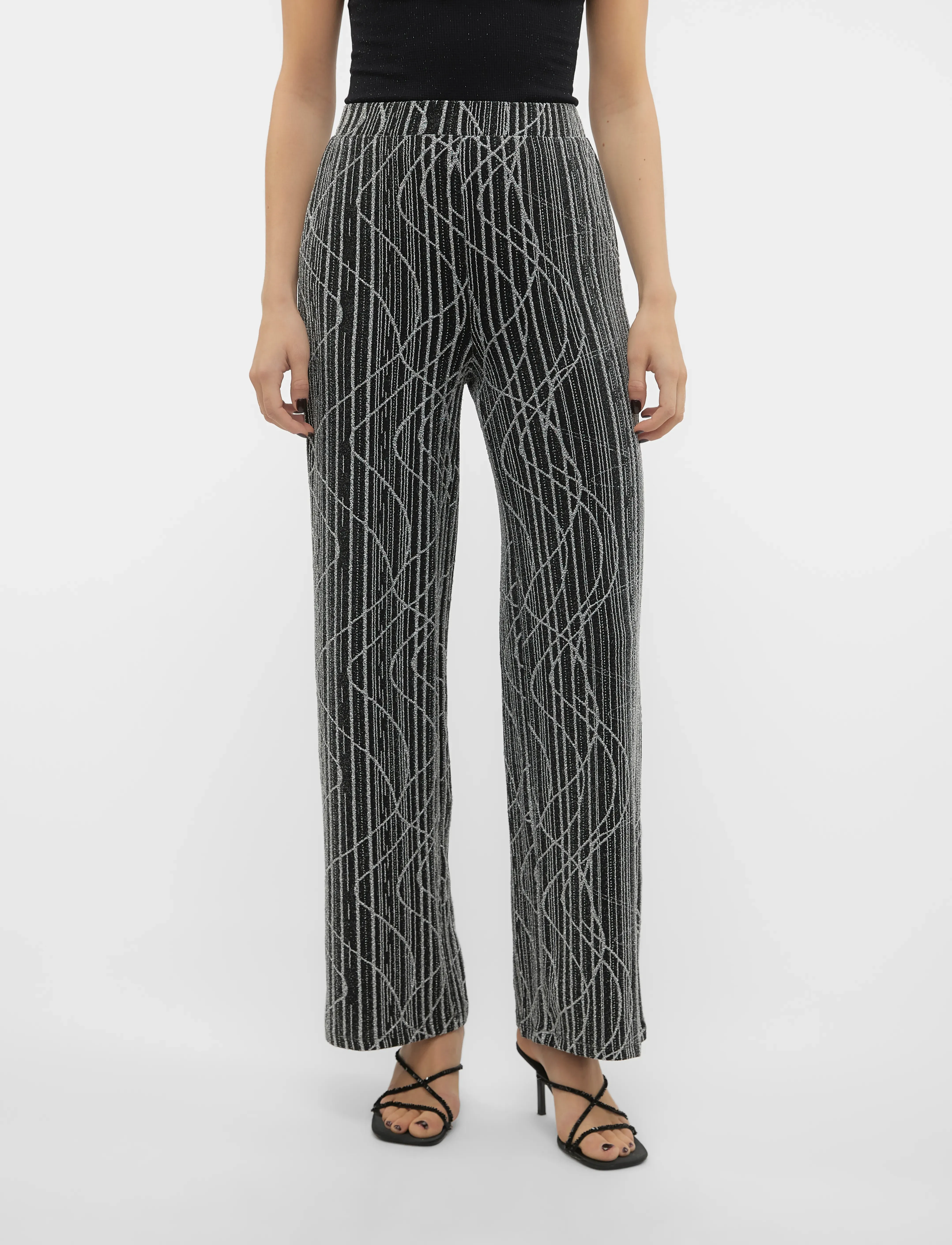 Vero Moda VMKANZ SIBE HW WIDE PANT JRS - Spodnie - BLACK / black
