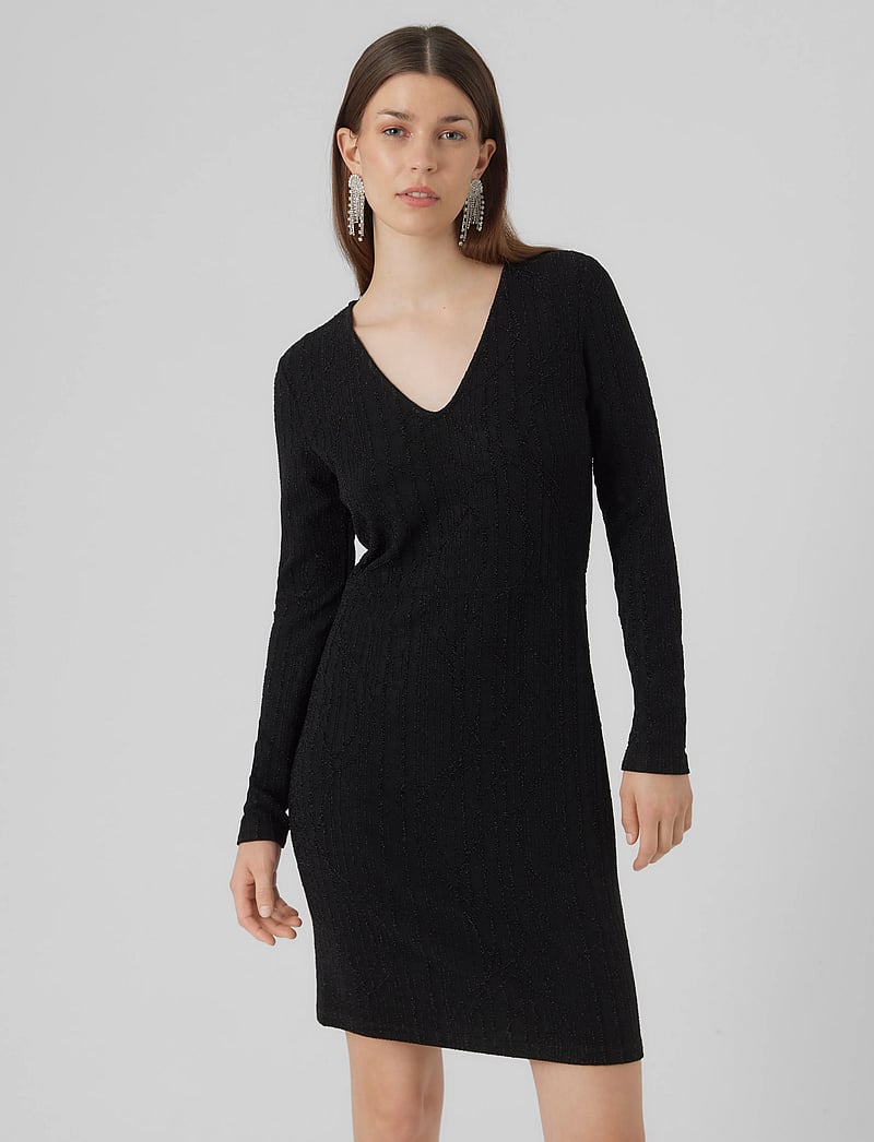 Vero Moda - VMKANZ SIBE LS SHORT DRESS JRS - stramme kjoler - black - 0