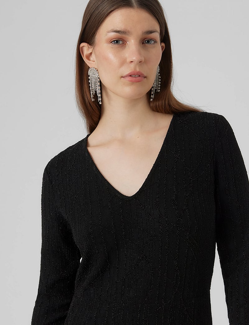 Vero Moda - VMKANZ SIBE LS SHORT DRESS JRS - stramme kjoler - black - 4