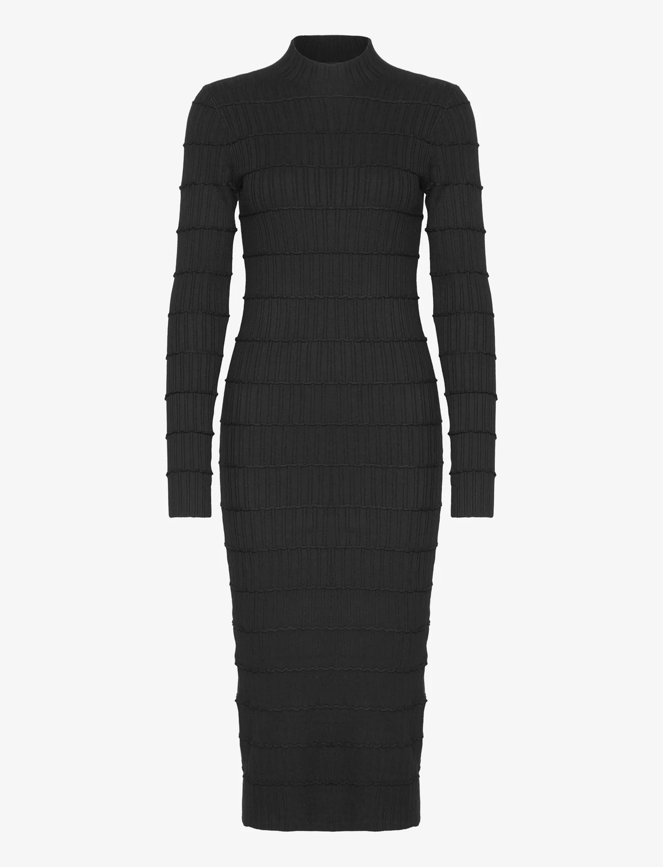 Vero Moda - VMLUCKY LS HIGHNECK CALF DRESS GA BOO - bodycon dresses - black - 0