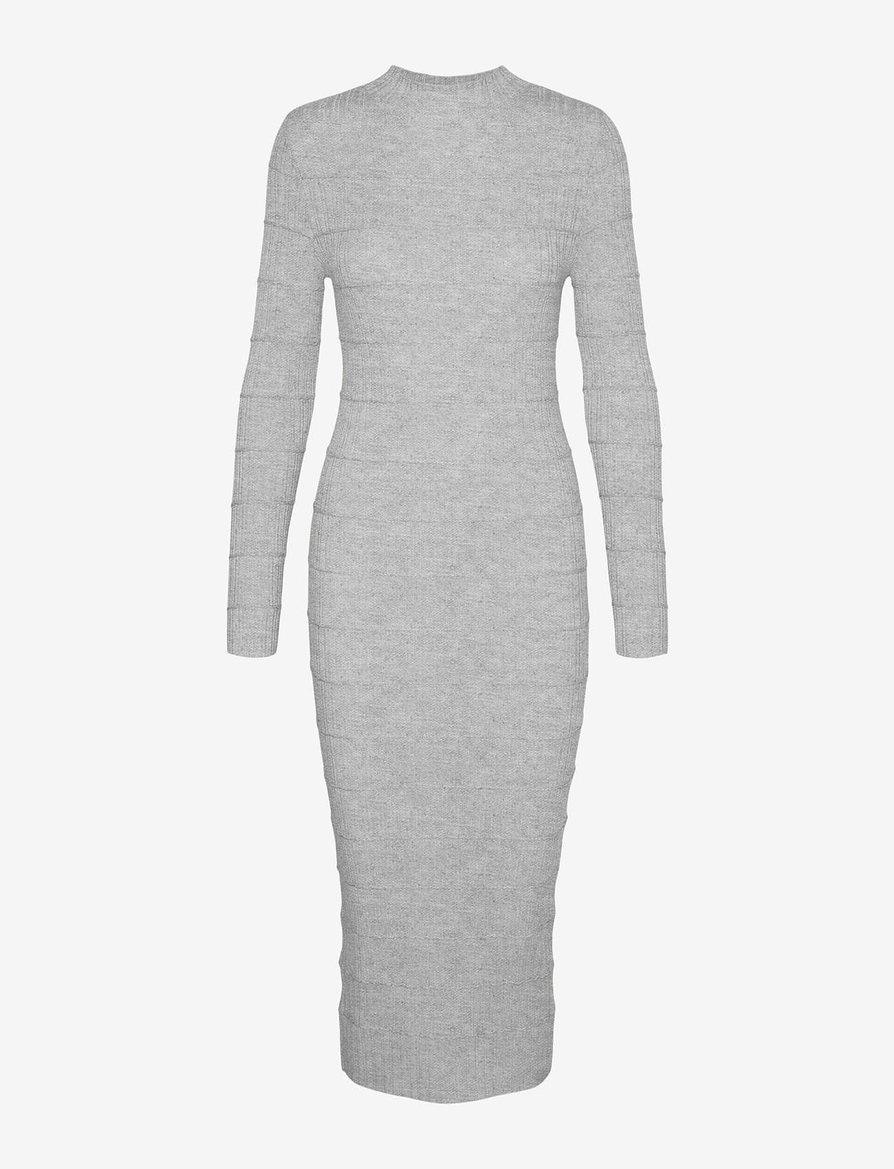 Vero Moda - VMLUCKY LS HIGHNECK CALF DRESS GA BOO - bodycon dresses - light grey melange - 0