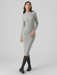 Vero Moda - VMLUCKY LS HIGHNECK CALF DRESS GA BOO - bodycon dresses - light grey melange - 4