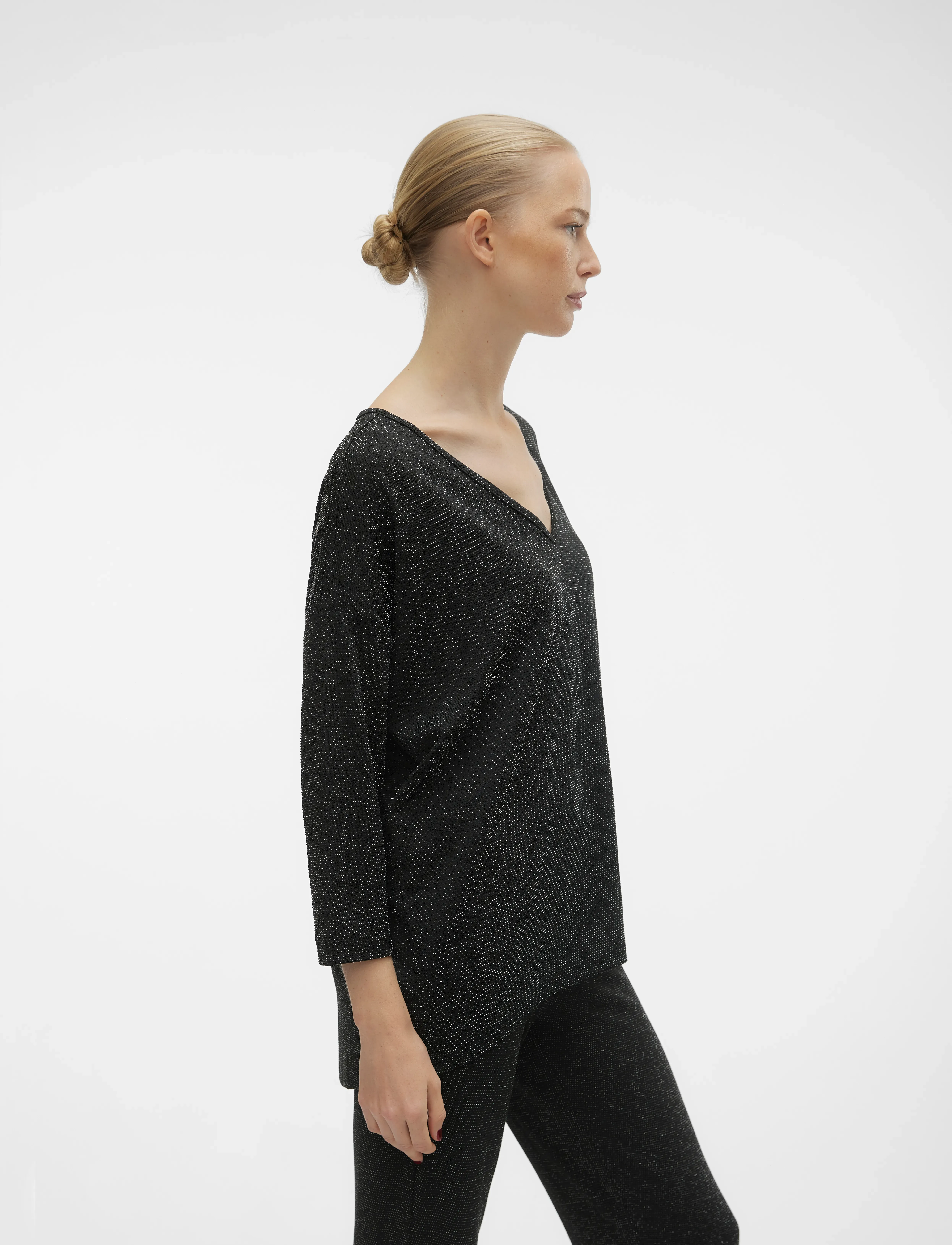 Vero Moda - VMKANVA 3/4 V-NECK TOP JRS - laveste priser - black - 5