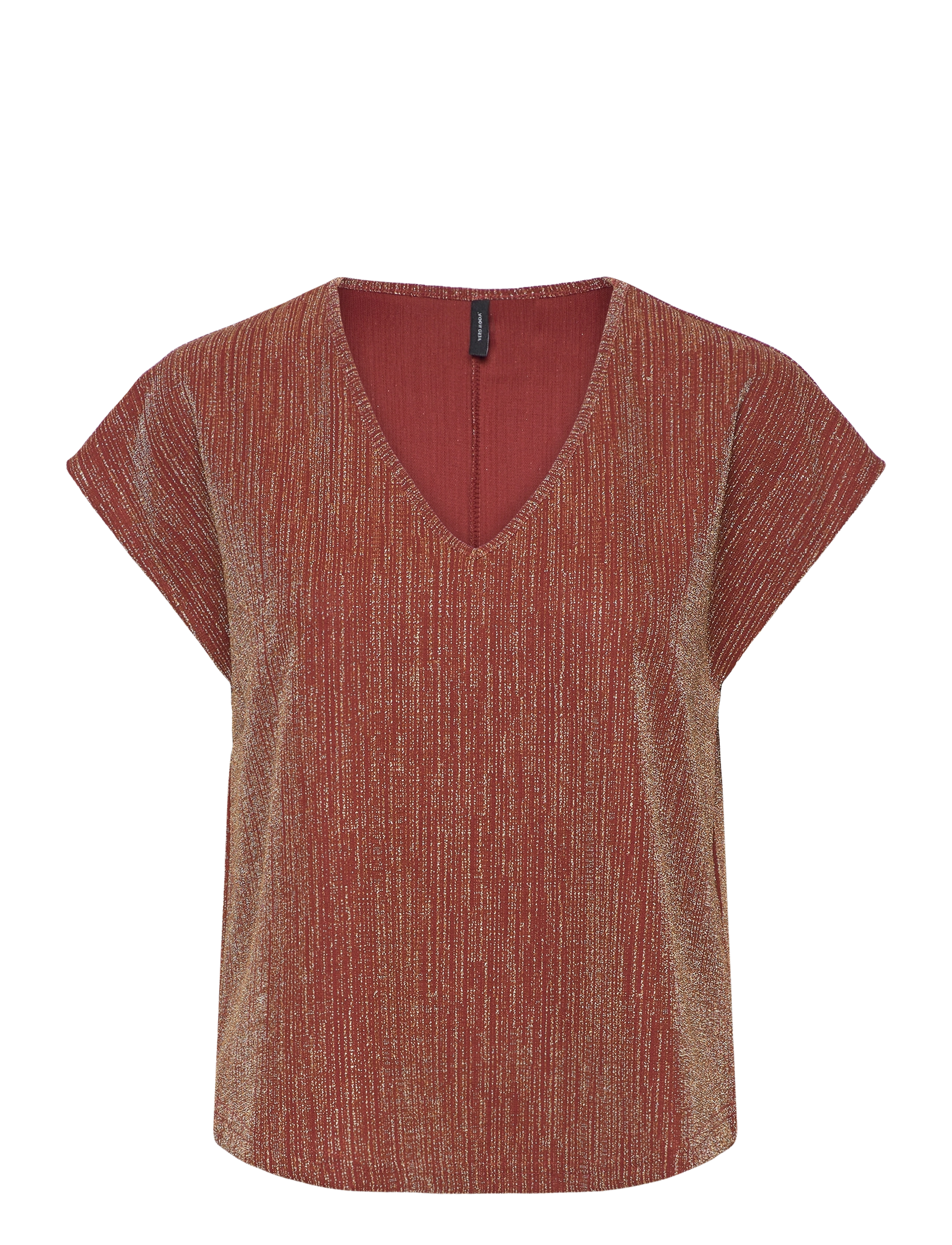 Vero Moda VMELMA S/S V-NECK TOP JRS BTQ - T-shirts & Toppe - RED OCHRE / red