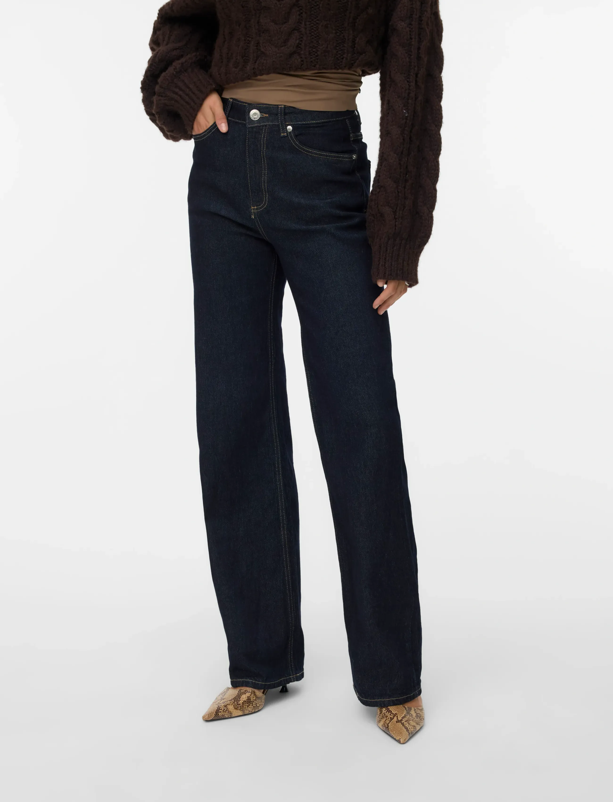Vero Moda - VMTESSA HR WIDE JEANS RA369 GA NOOS - brede jeans - dark blue denim - 4