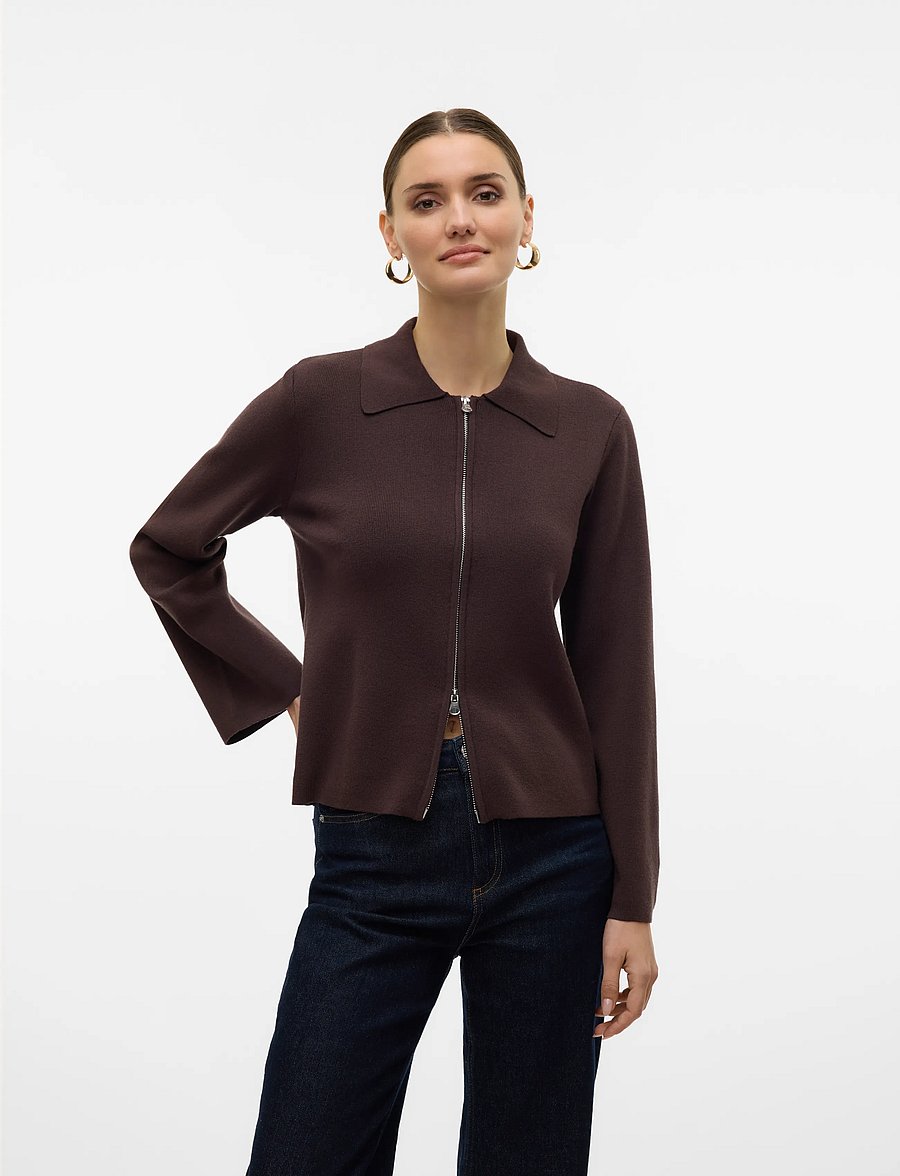 Vero Moda - AWHANNA LS KNIT CARDIGAN NOOS - strickjacken - chocolate torte - 0