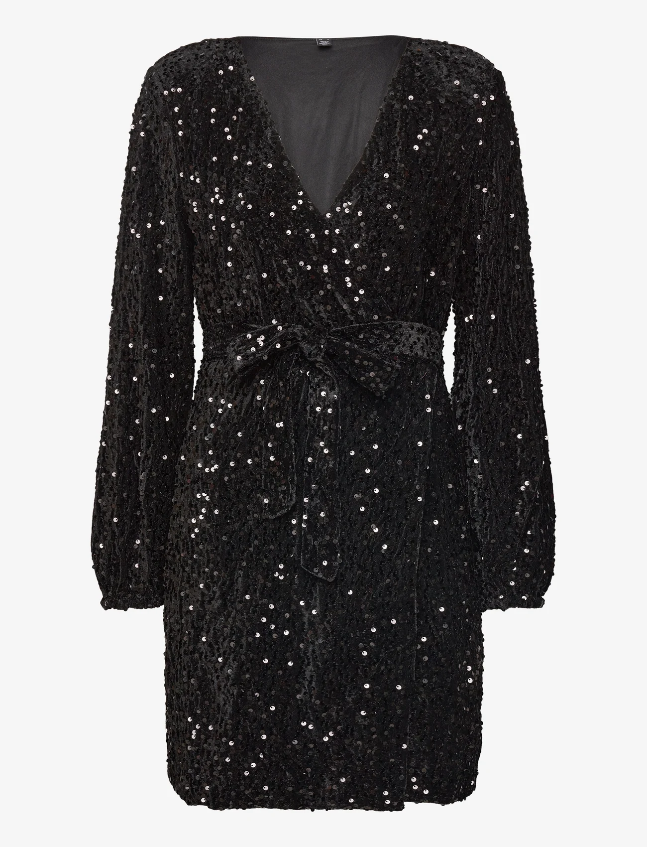 Vero Moda - VMBELLA LS WRAP SHORT DRESS JRS - ballīšu apģērbs par outlet cenām - black - 0