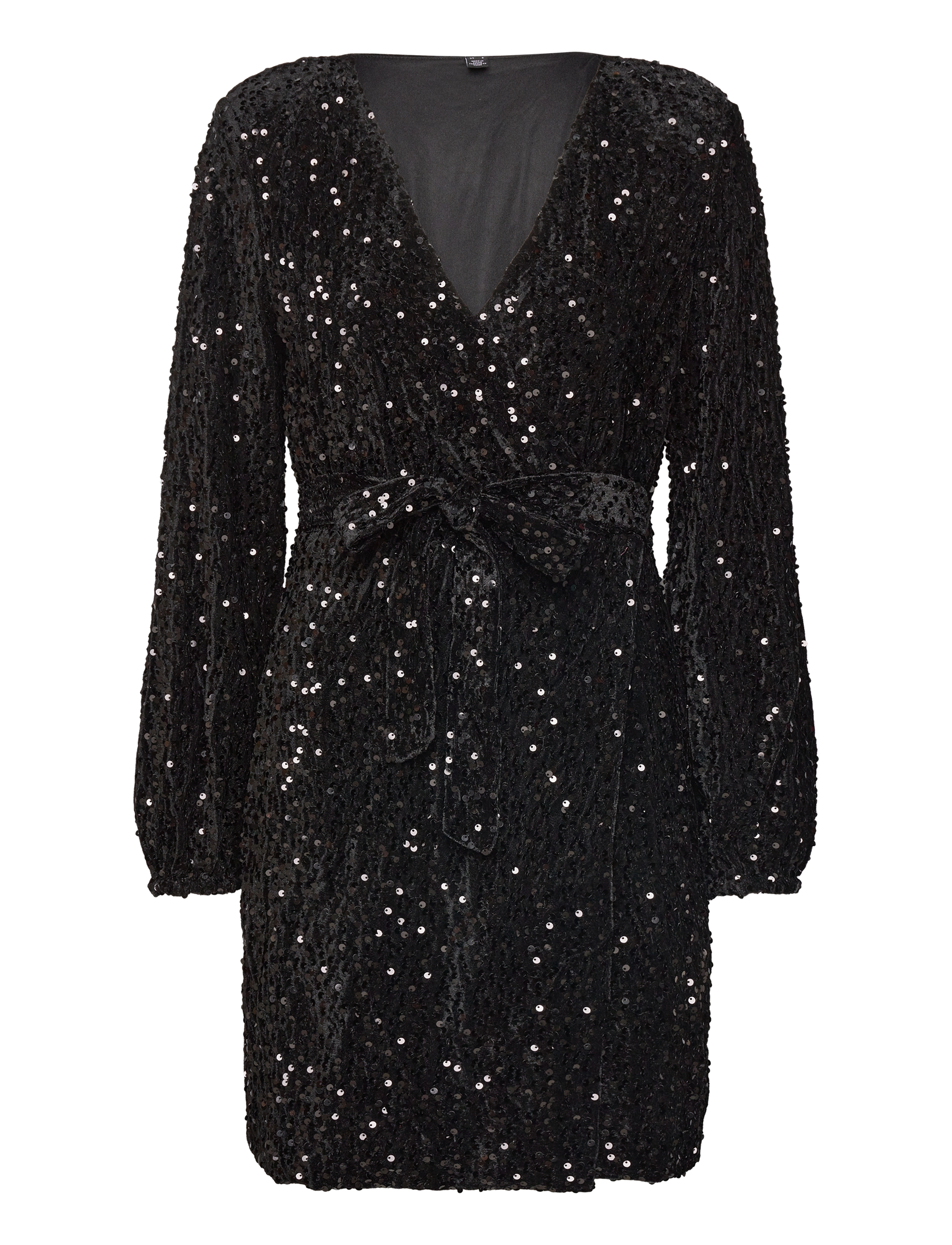 Vero Moda VMBELLA LS WRAP SHORT DRESS JRS - Jurken - BLACK / black