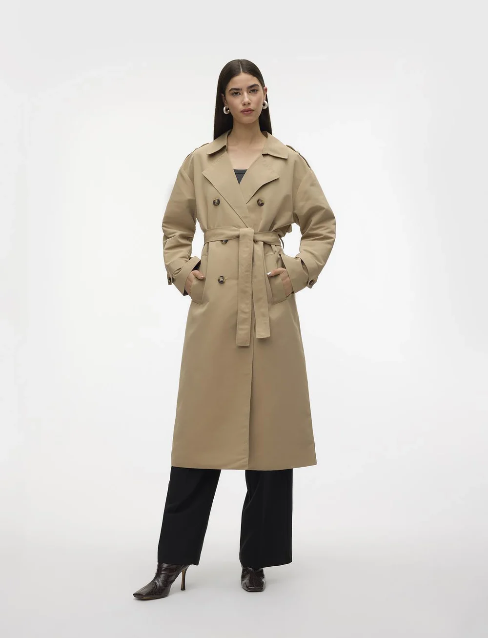 Vero Moda - VMCHLOE LONG TRENCHCOAT GA NOOS - trenči - silver mink - 4