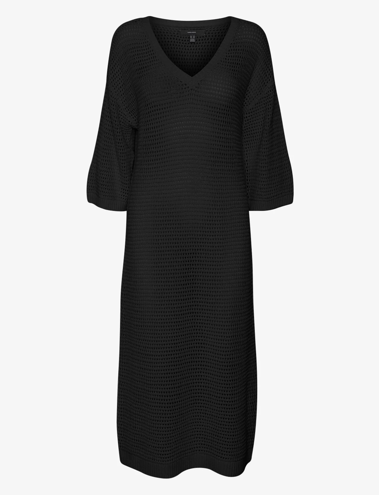 Vero Moda - VMMADERA 3/4 CALF DRESS BOO - stickade klänningar - black - 0