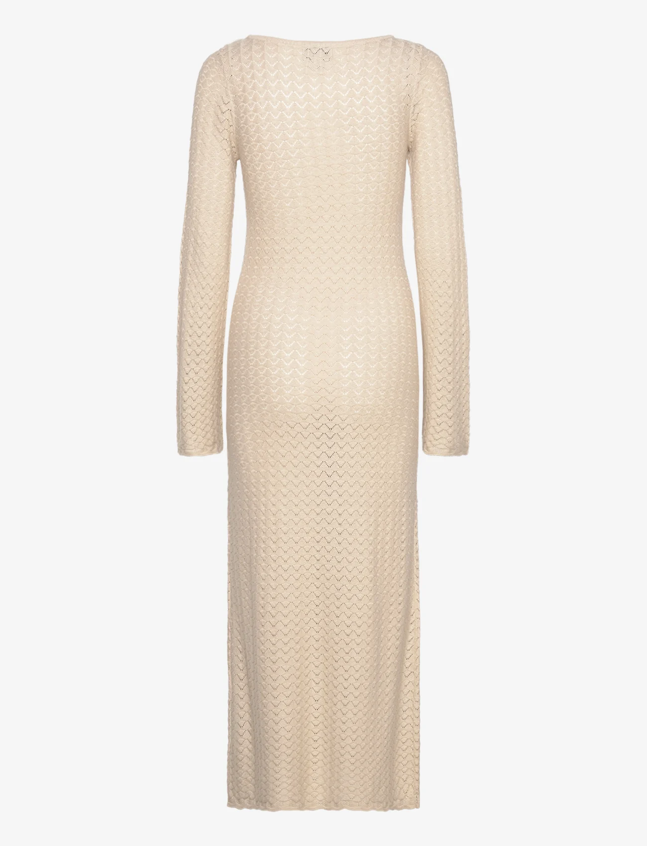 Vero Moda - VMIBERIA LS BOAT NECK 7/8 DRESS VMA - tettsittende kjoler - oatmeal - 1