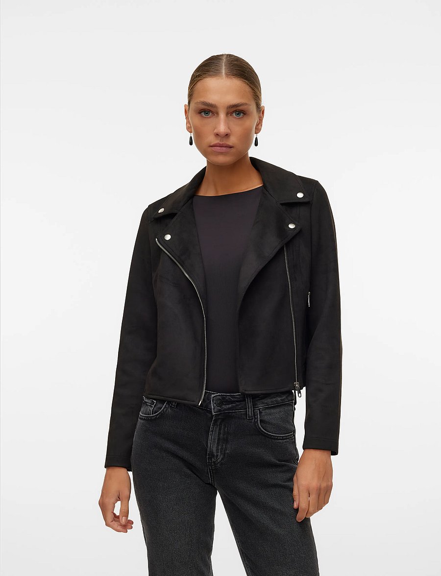 Vero Moda - VMJOSE SHORT FAUX SUEDE JACKET NOOS - frühlingsjacken - black - 0