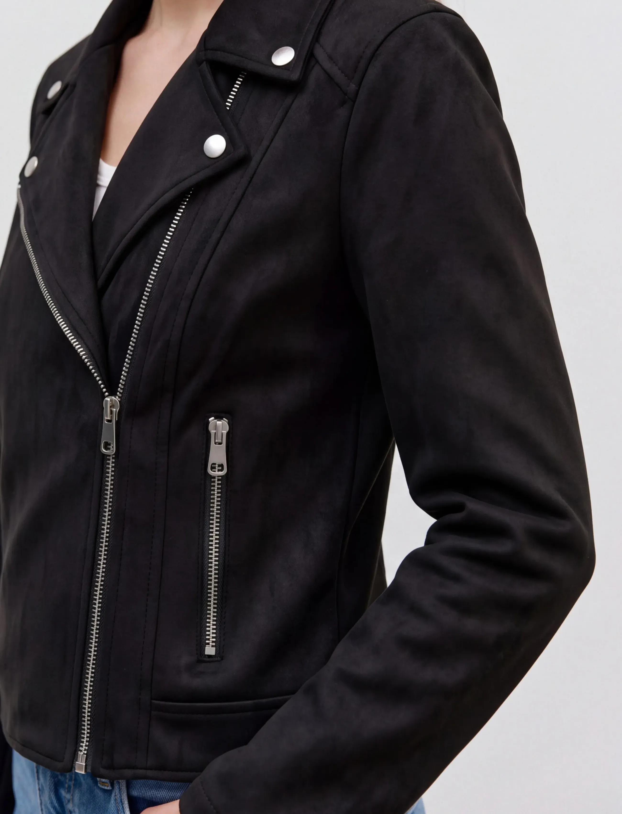 Vero Moda - VMJOSE SHORT FAUX SUEDE JACKET NOOS - spring jackets - black - 4